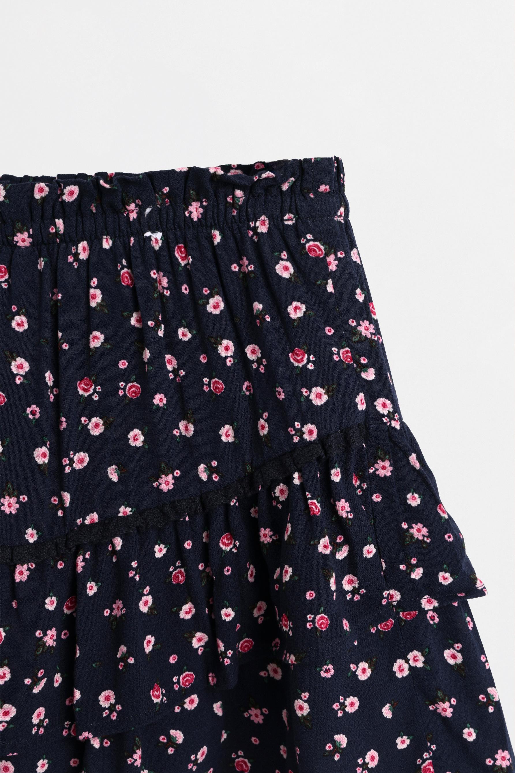 Floral ruffle skort — NAVY