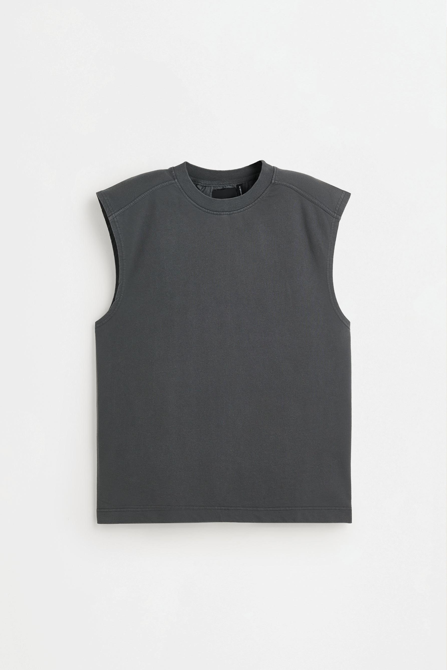 Washed-effect sleeveless sweatshirt — BLACK
