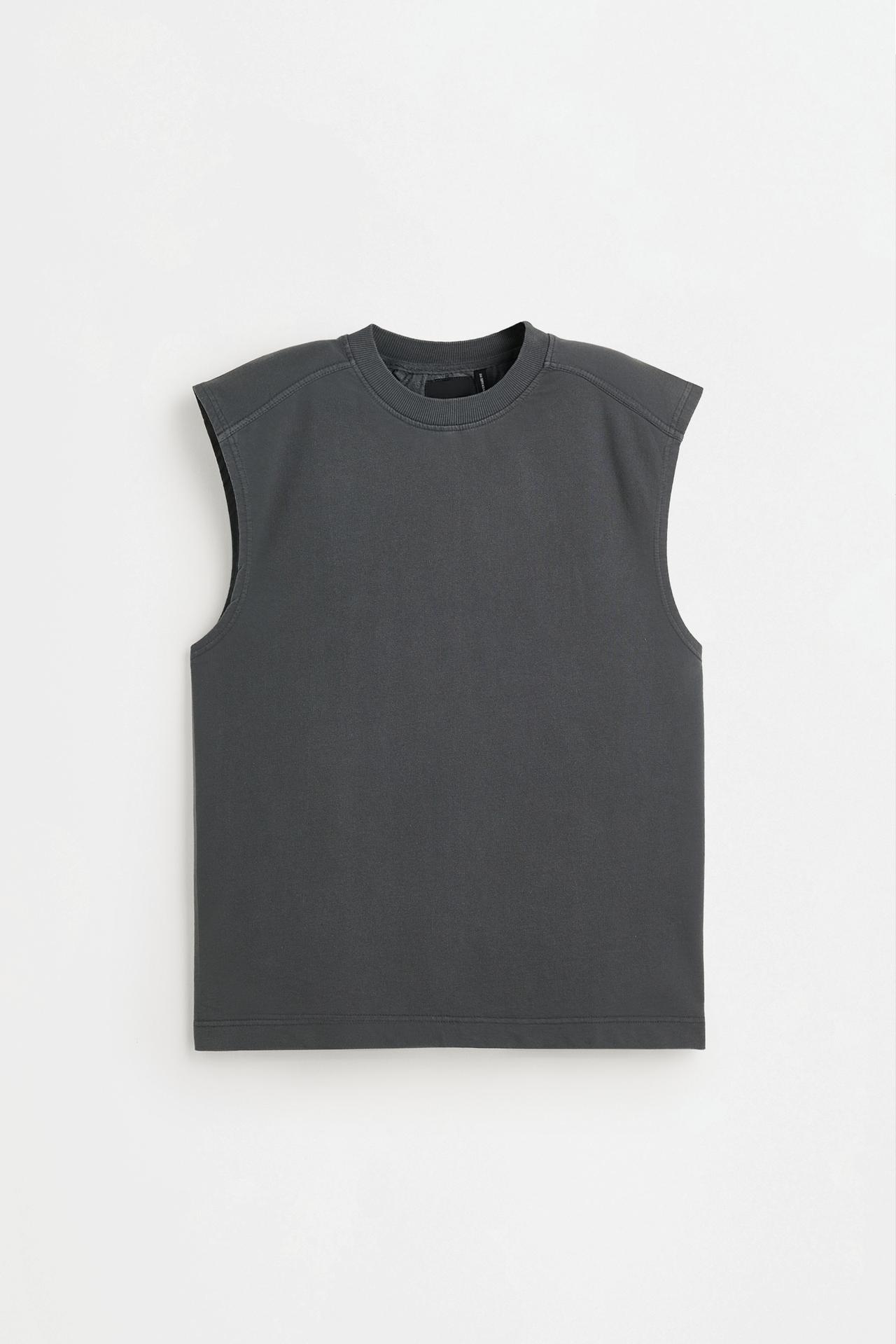 Washed-effect sleeveless sweatshirt — BLACK