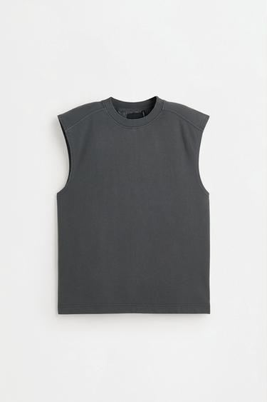 Washed-effect sleeveless sweatshirt — BLACK 6