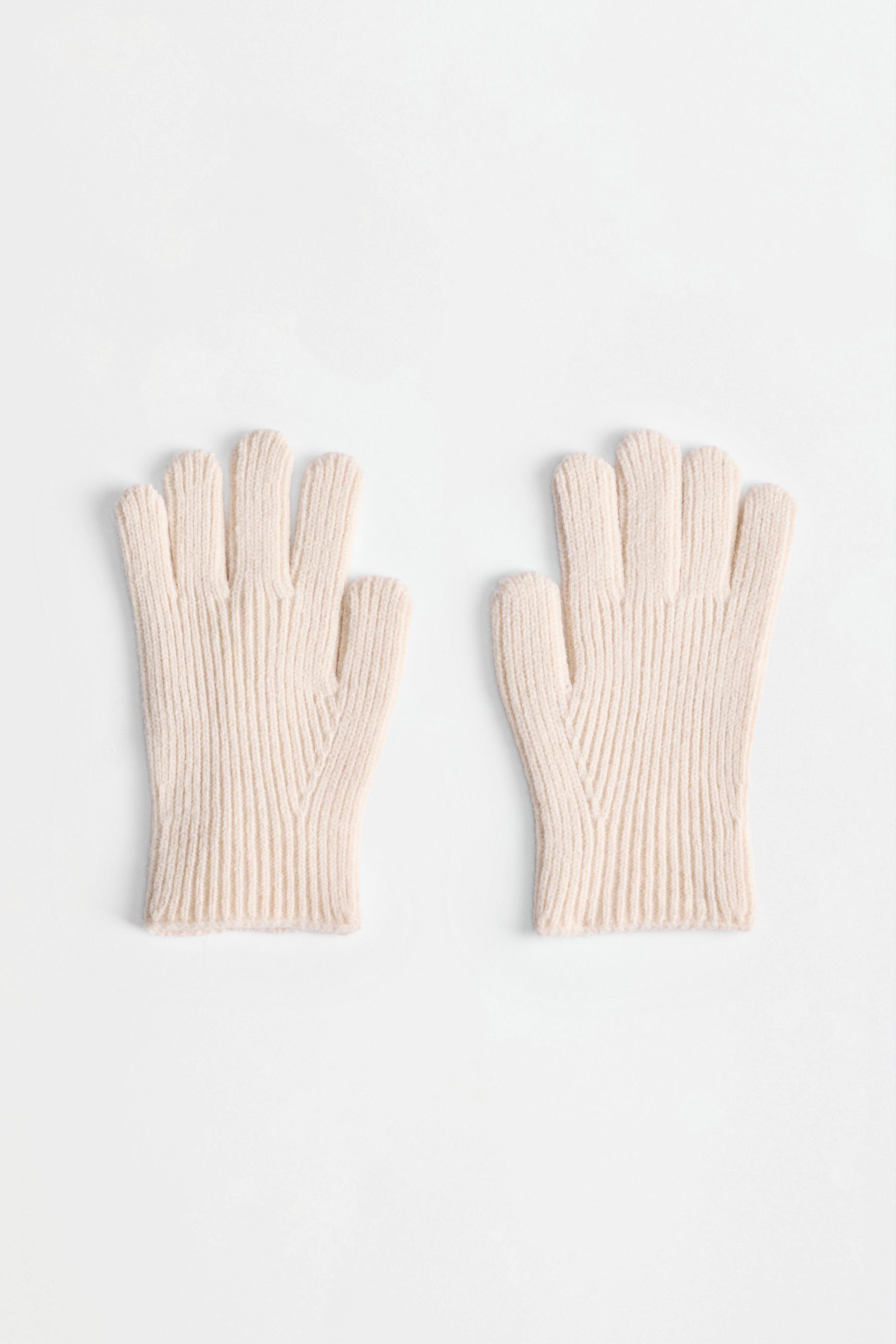 Ribbed knit gloves — ECRU