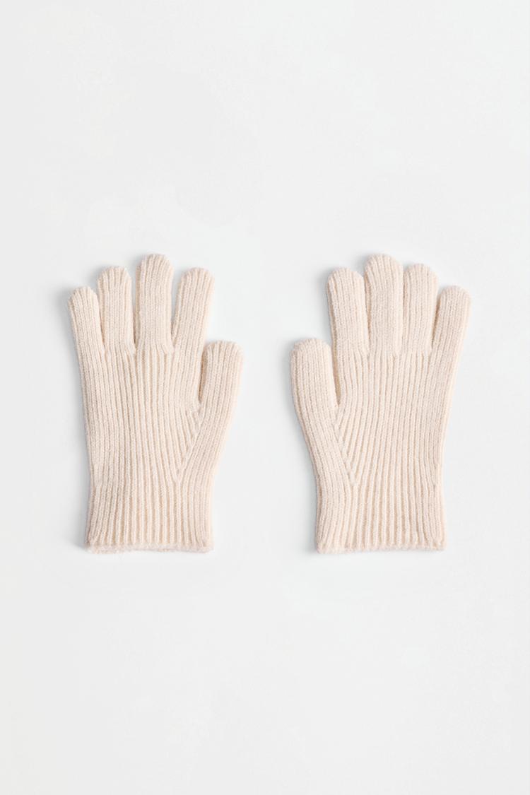 Ribbed knit gloves — ECRU