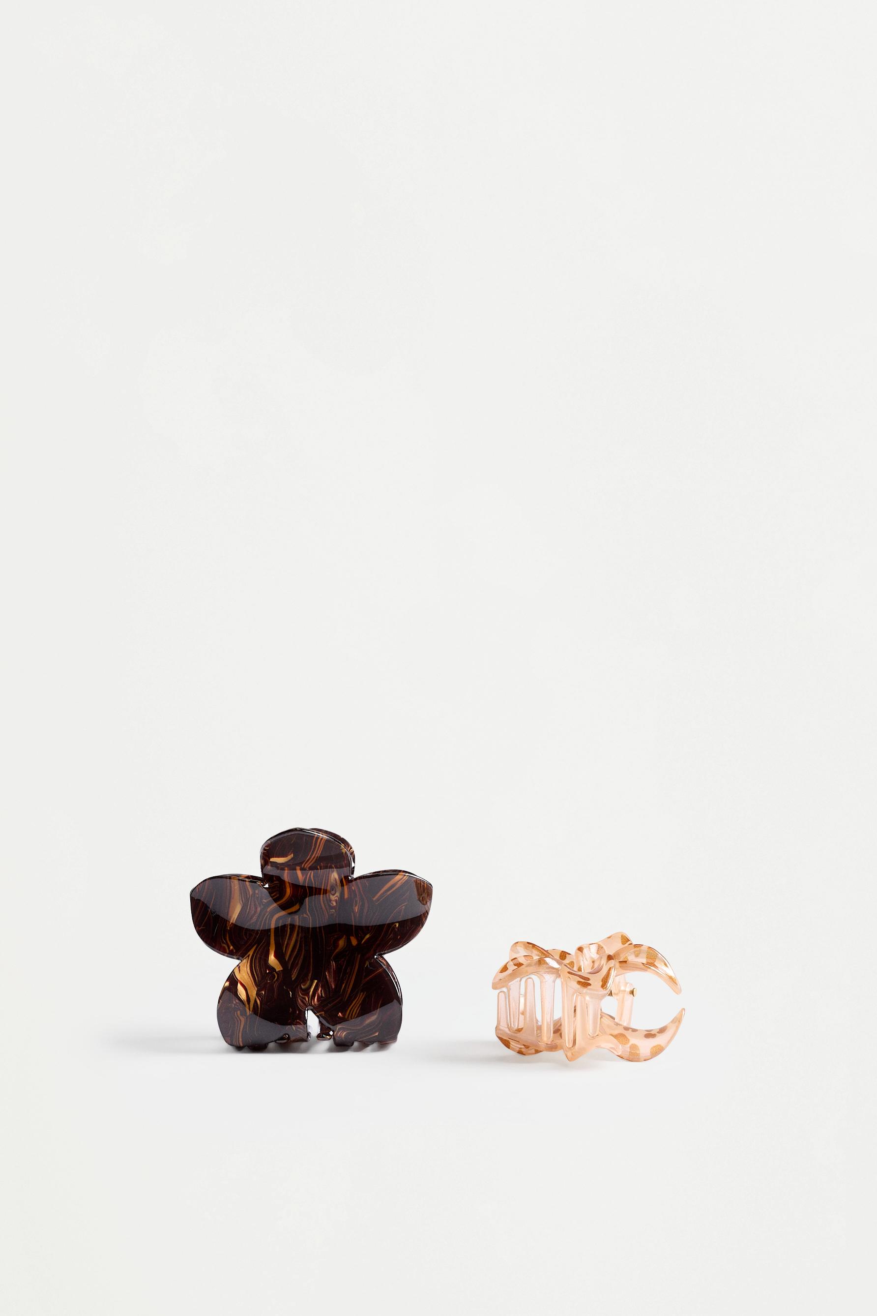 Floral hair clips (2-pack) — DARK BROWN