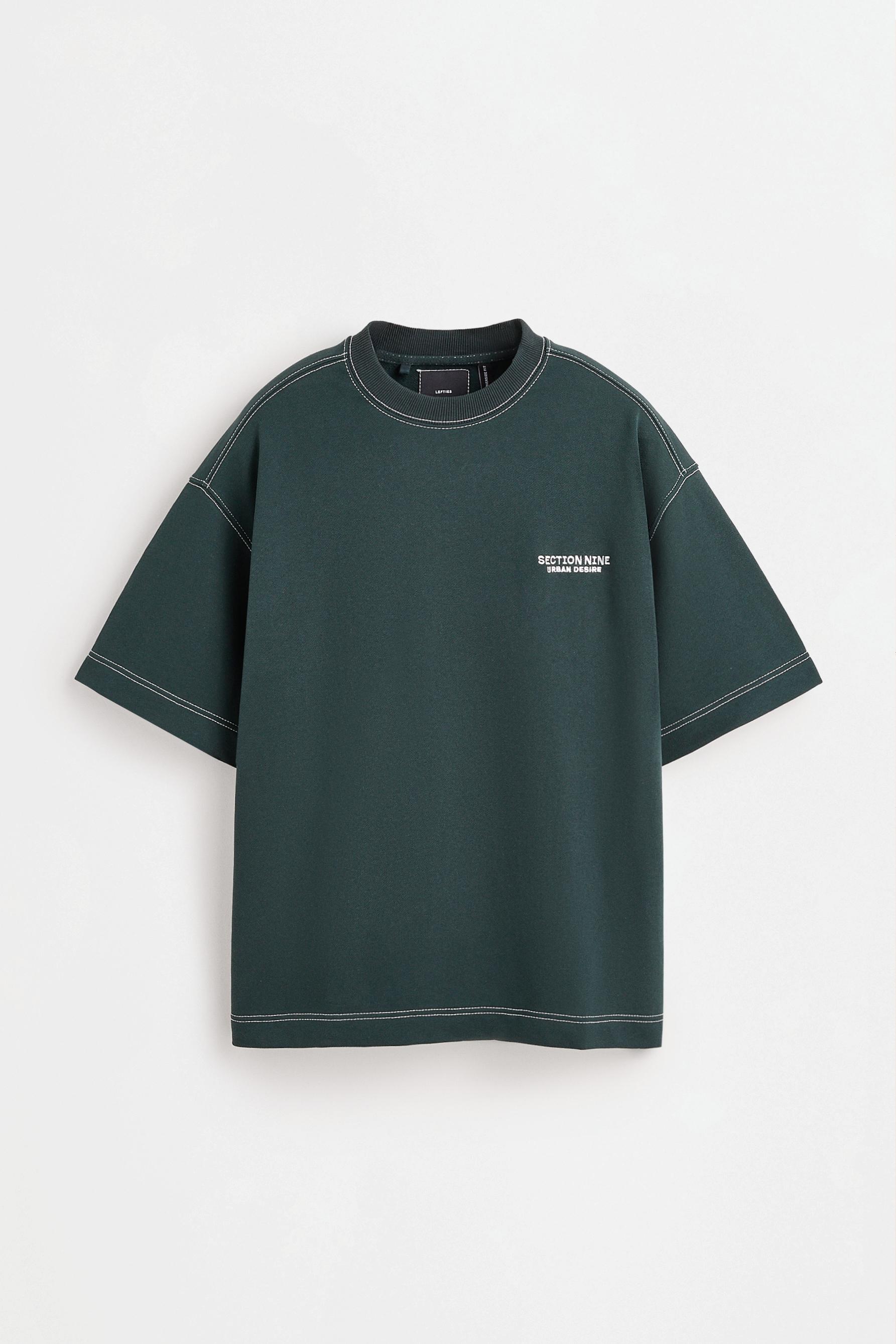 Short sleeve sweatshirt with seams — DARK GREEN