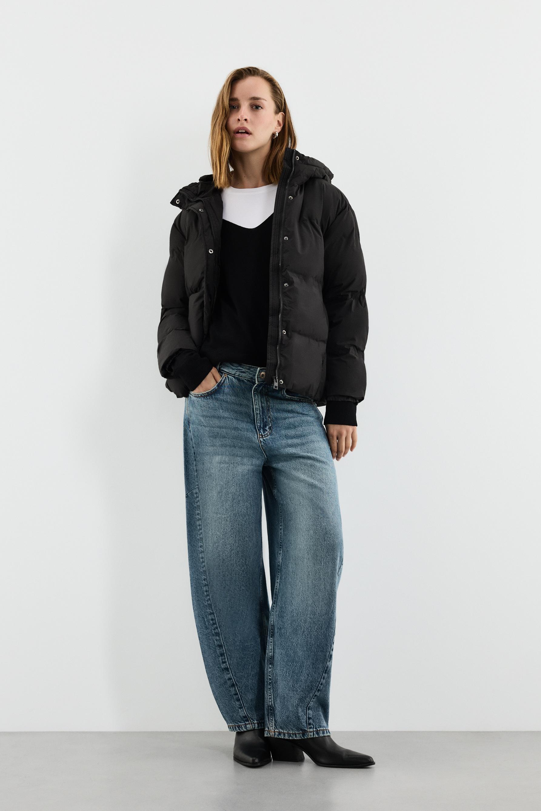 Hooded puffer jacket — BLACK