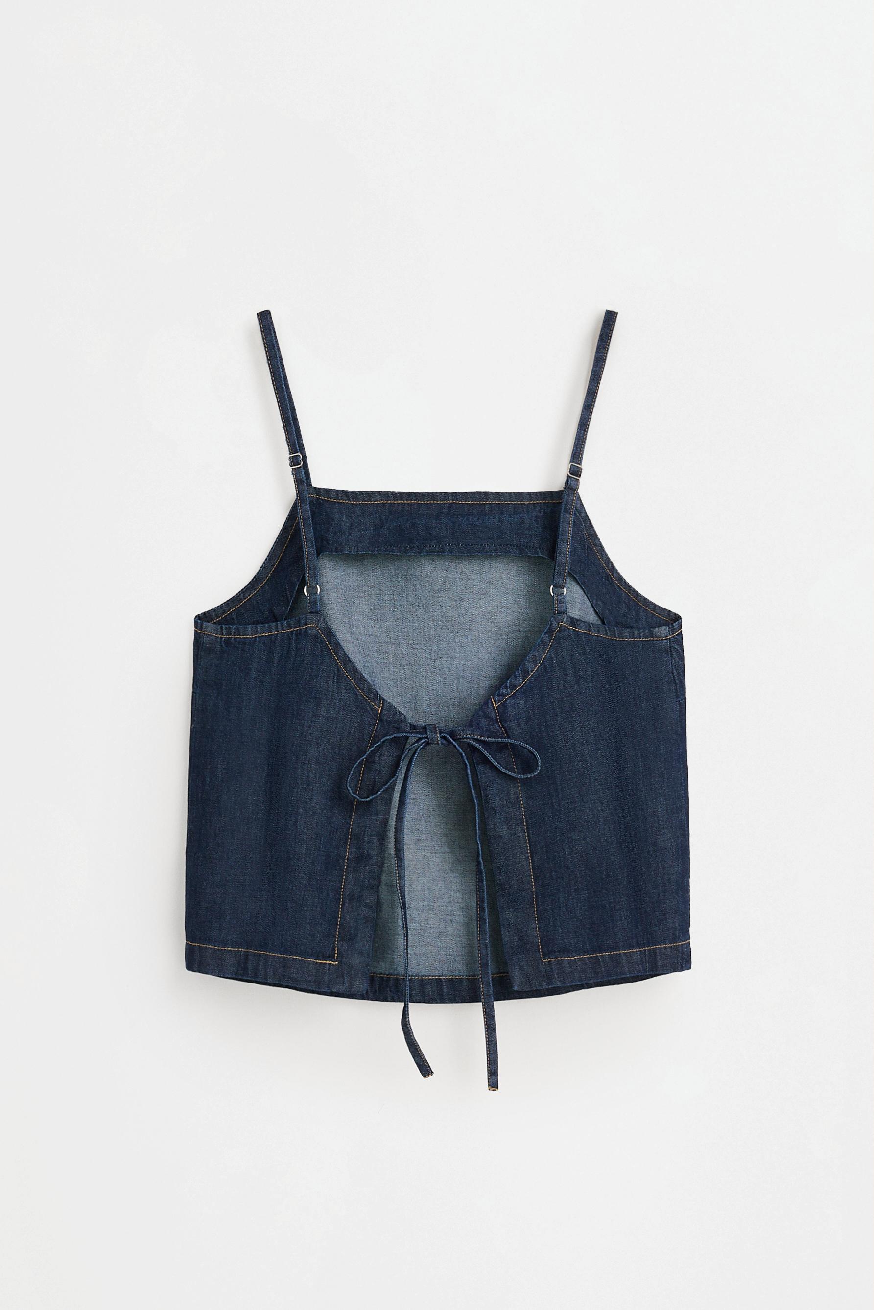 Denim strappy top — NAVY