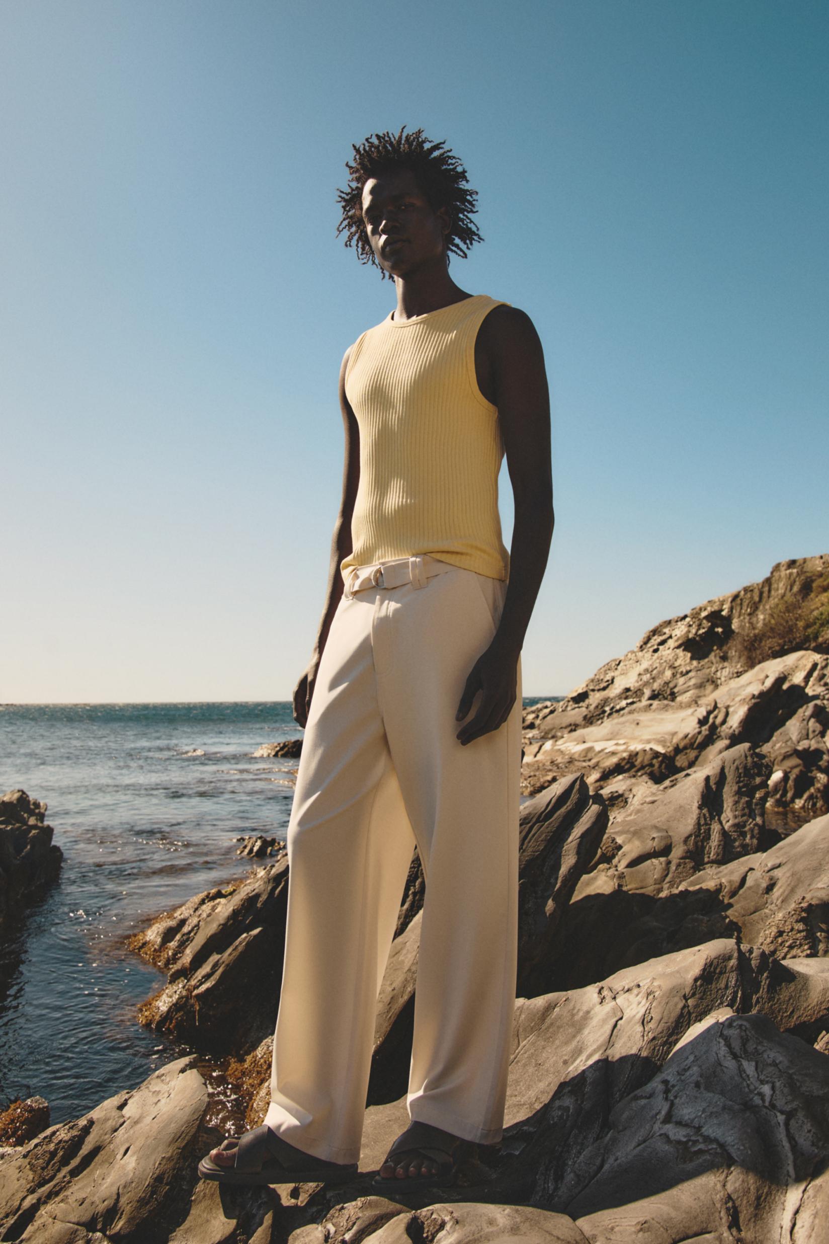 Relaxed fit chino trousers with belt — OFF WHITE