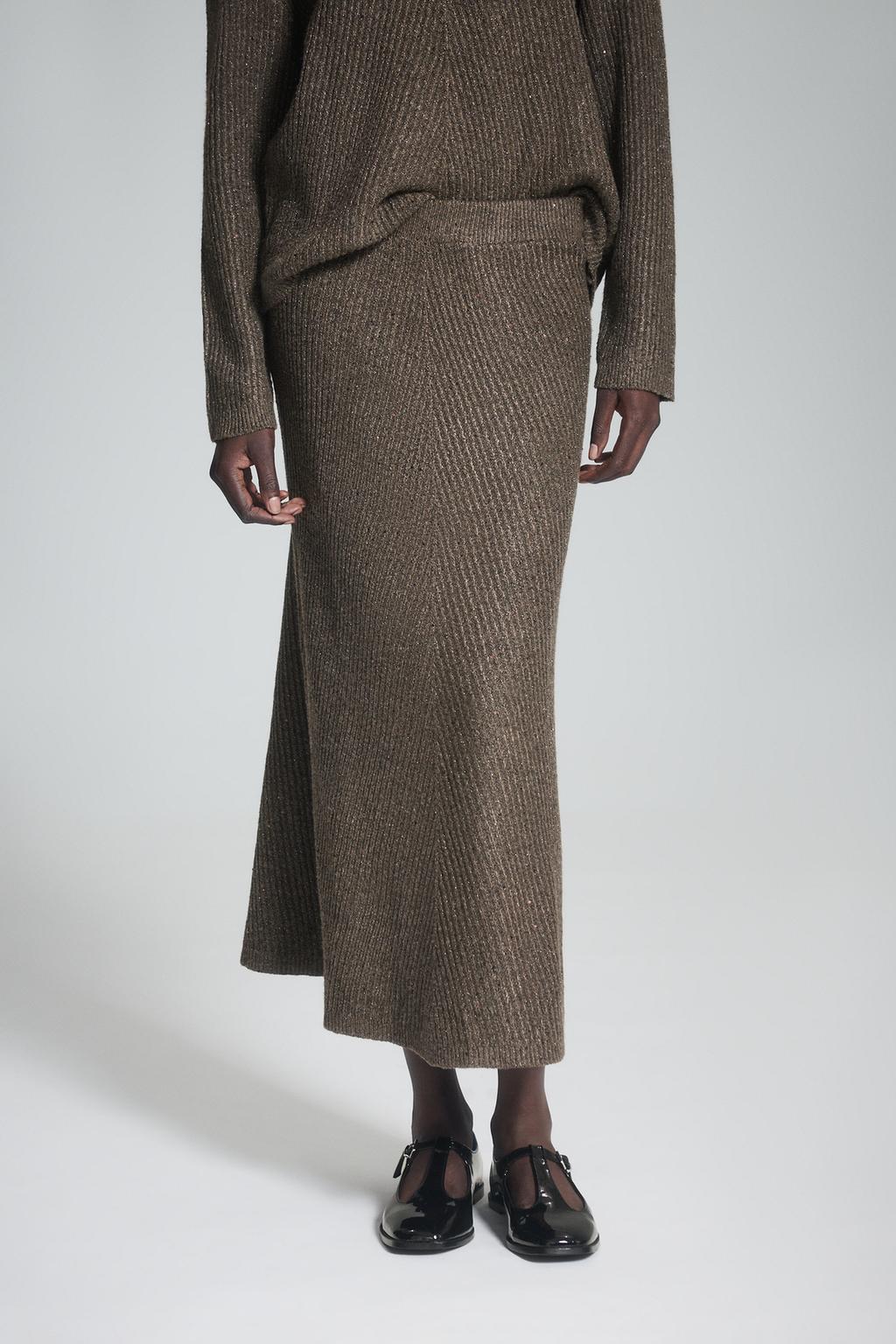 Shimmer knit midi skirt