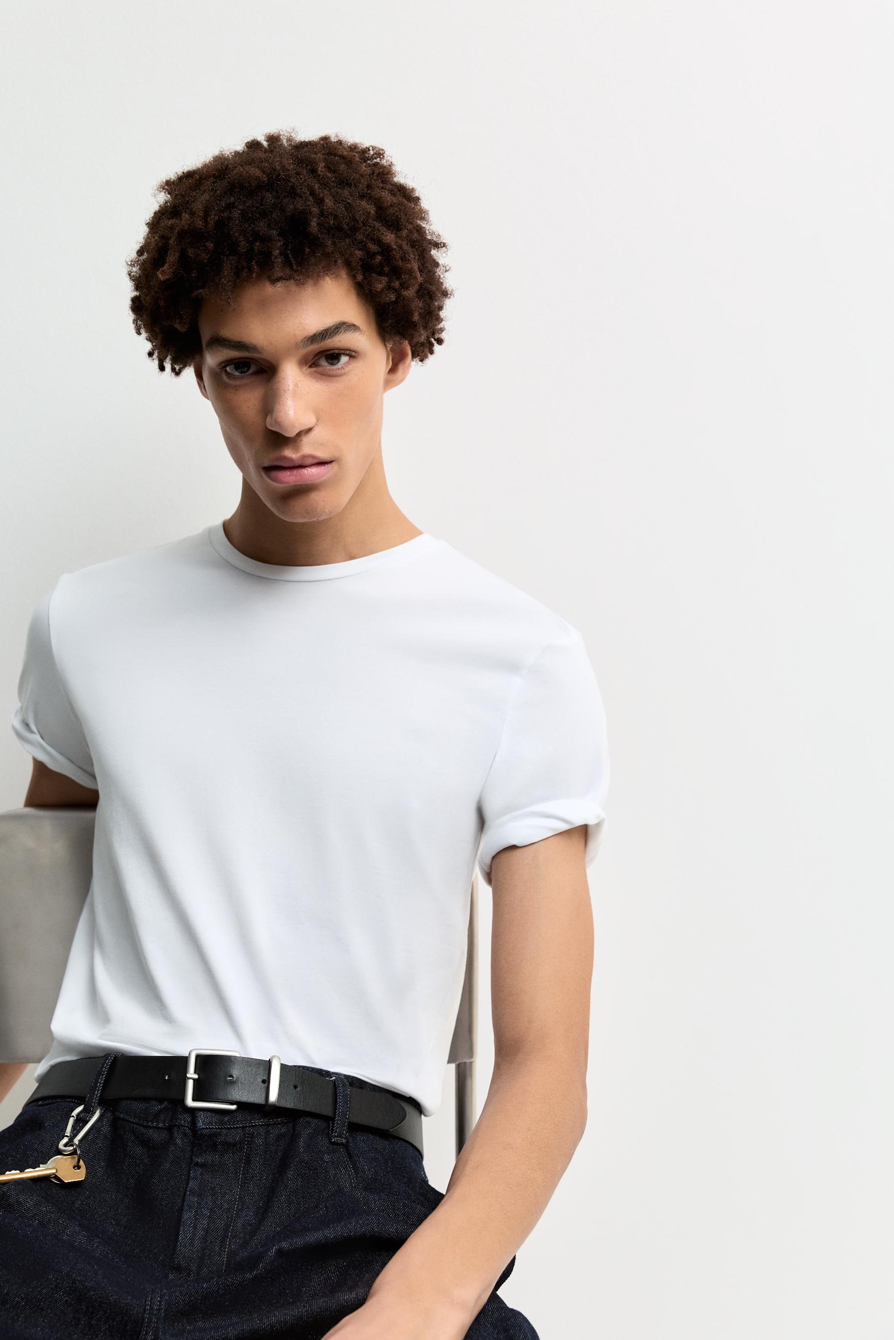 Soft slim fit T-shirt — WHITE