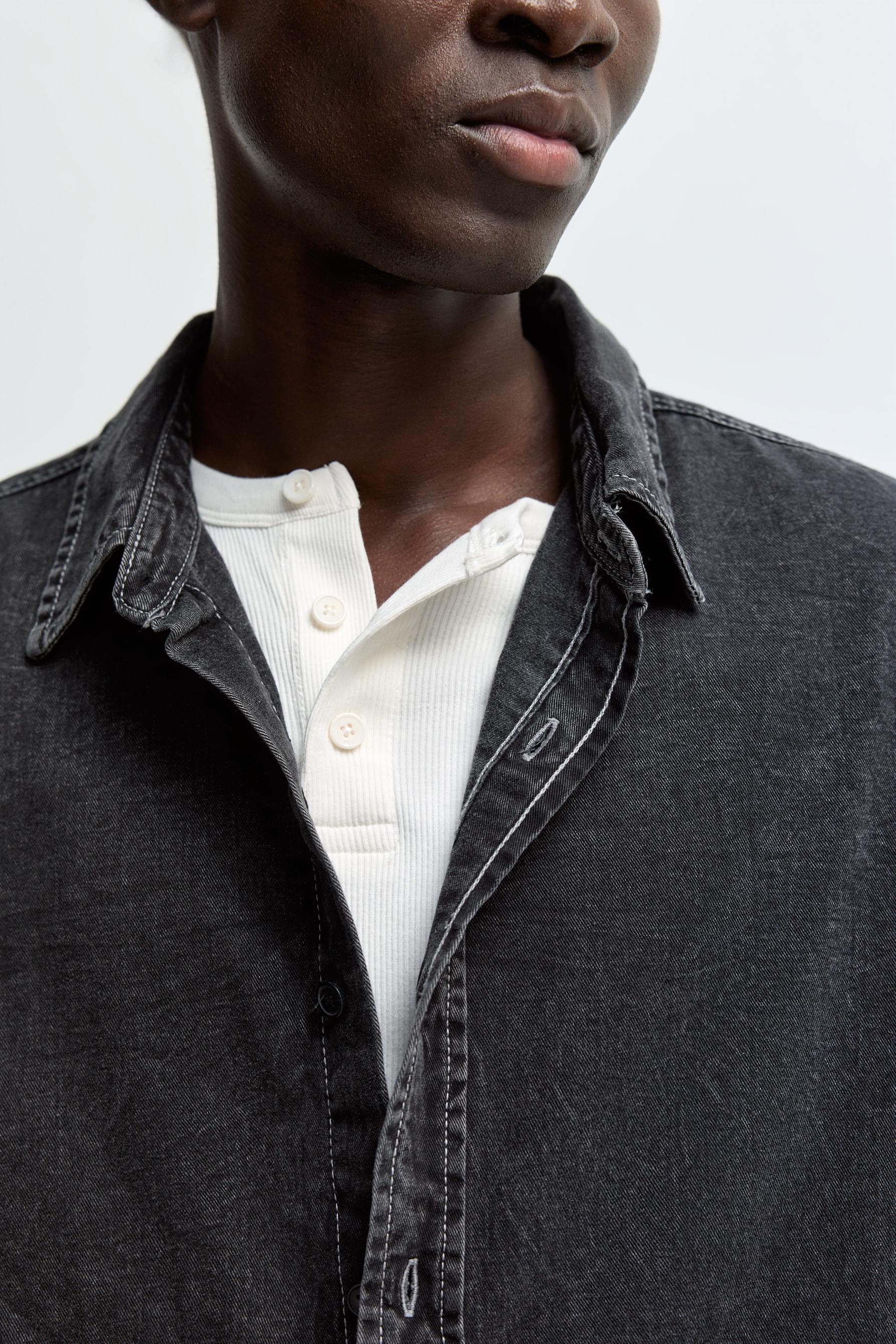 Oversize denim shirt — BLACK