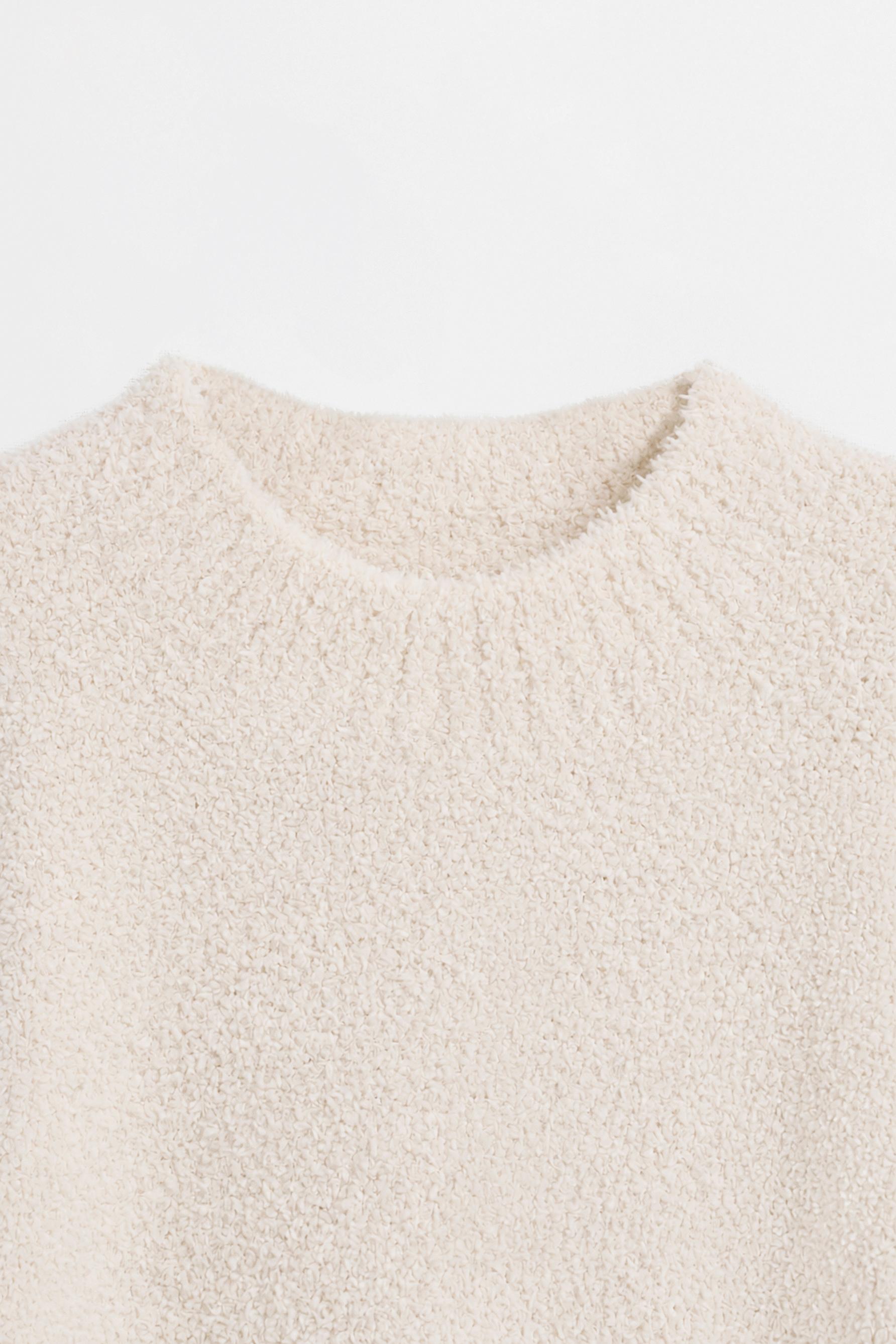 Bouclé knit sweater and trousers set — ECRU