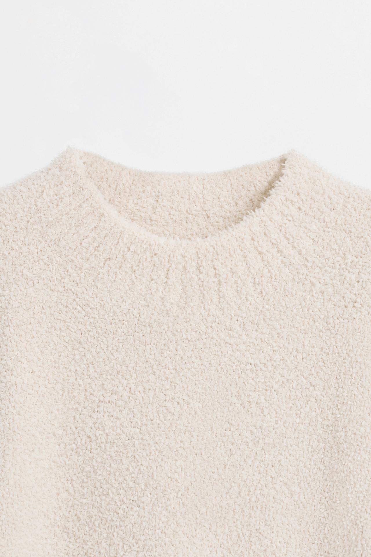Bouclé knit sweater and trousers set — ECRU