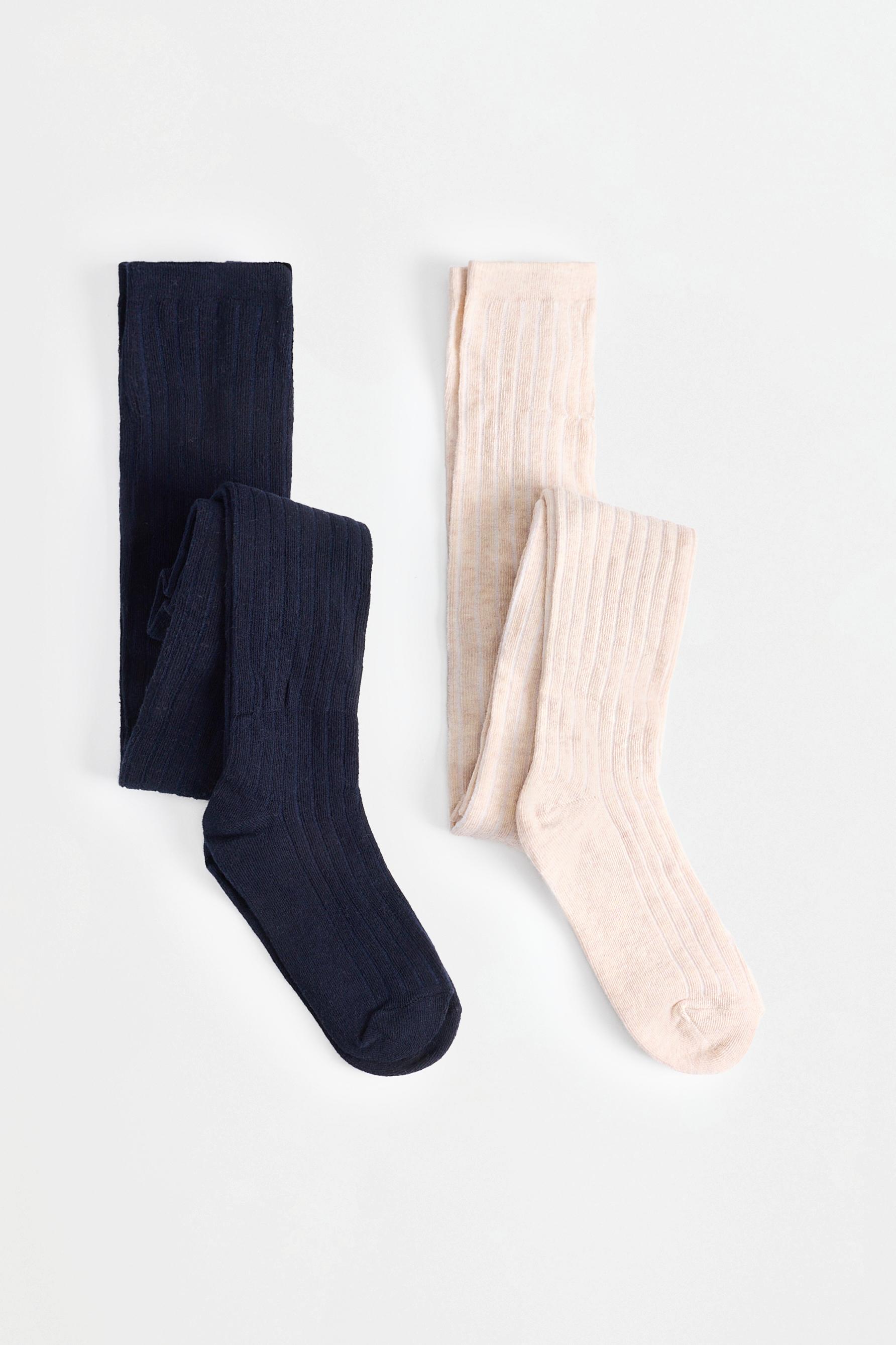 2-pack of ribbed tights — ECRU/NAVY