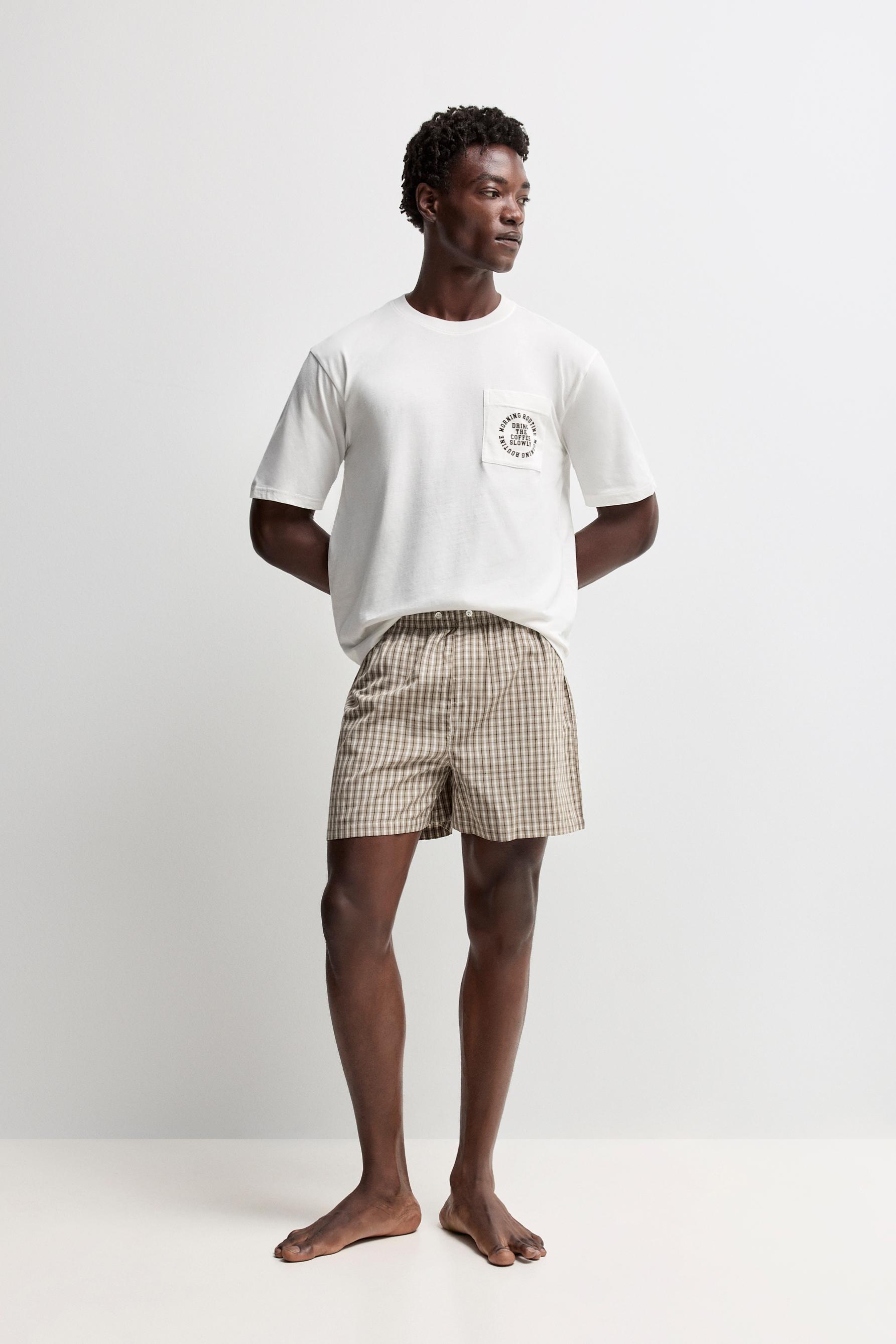 Short pyjamas with pocket — WHITE