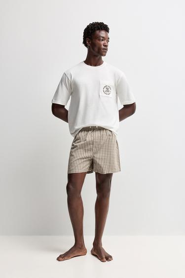 Short pyjamas with pocket — WHITE 1