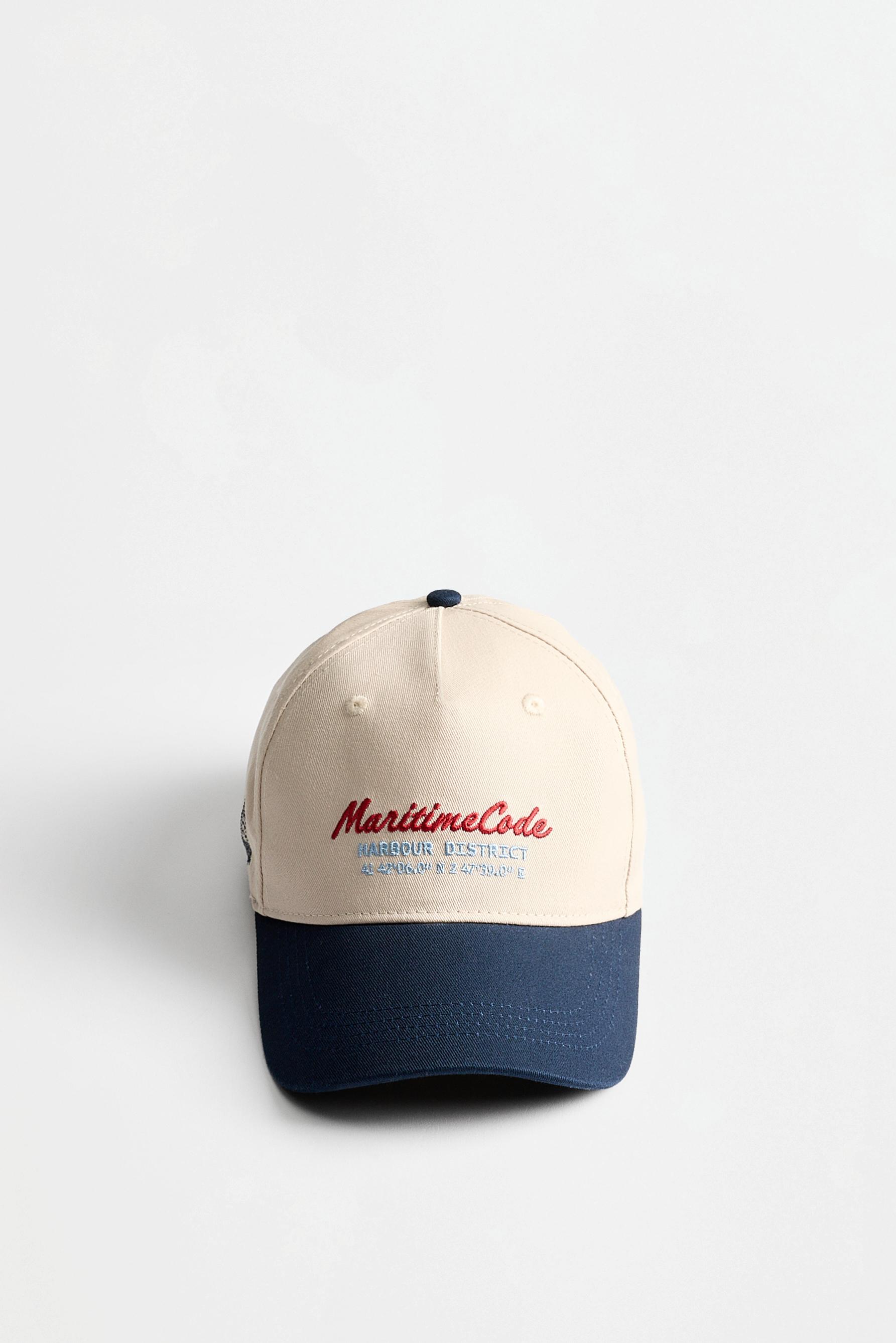 Embroidered slogan cap — MEDIUM ECRU
