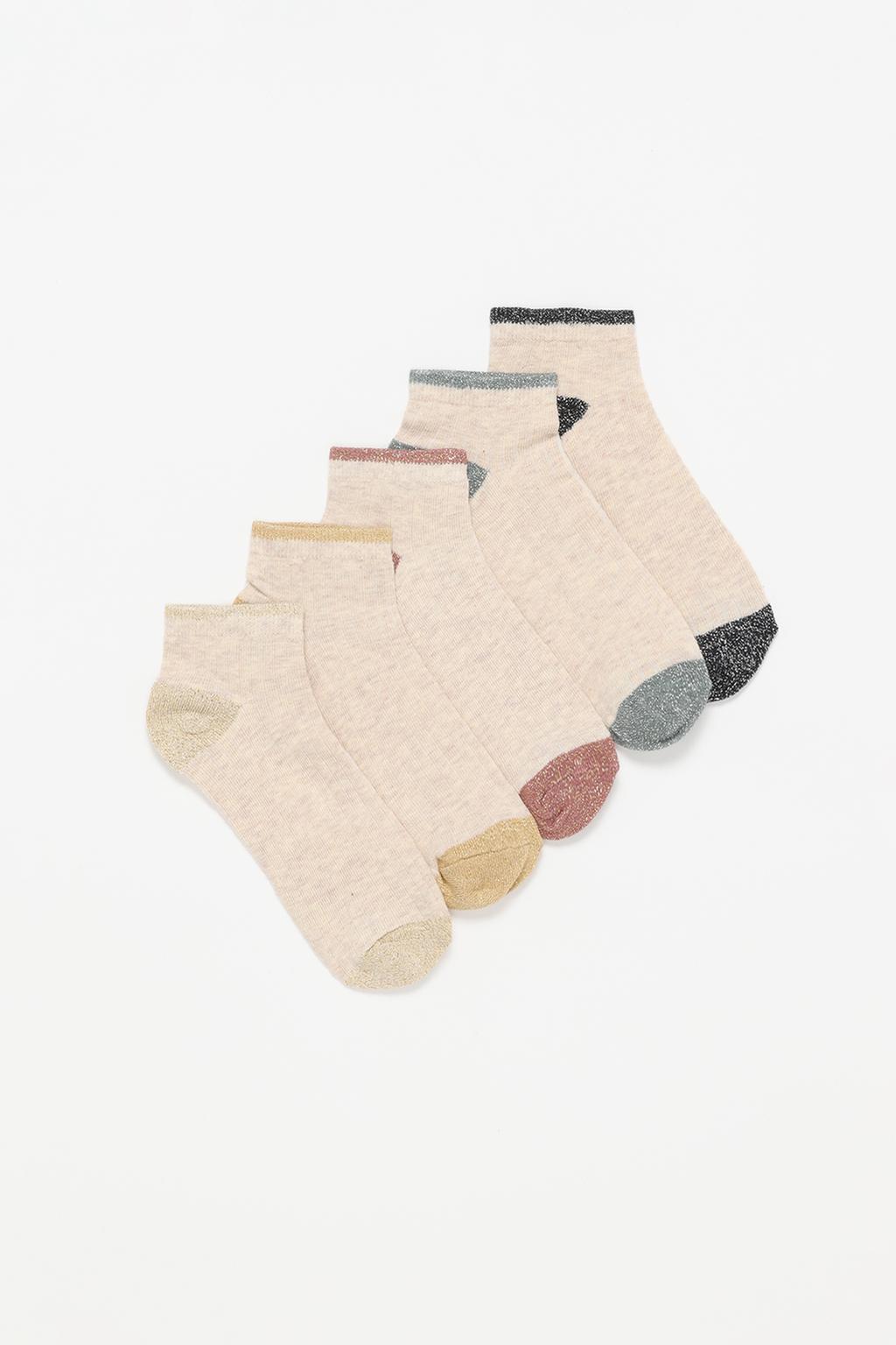 5-pack of short socks with shiny detail