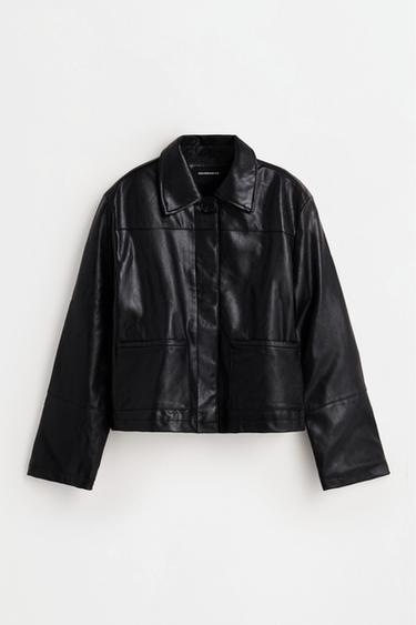 Leather effect pocket jacket — BLACK 6