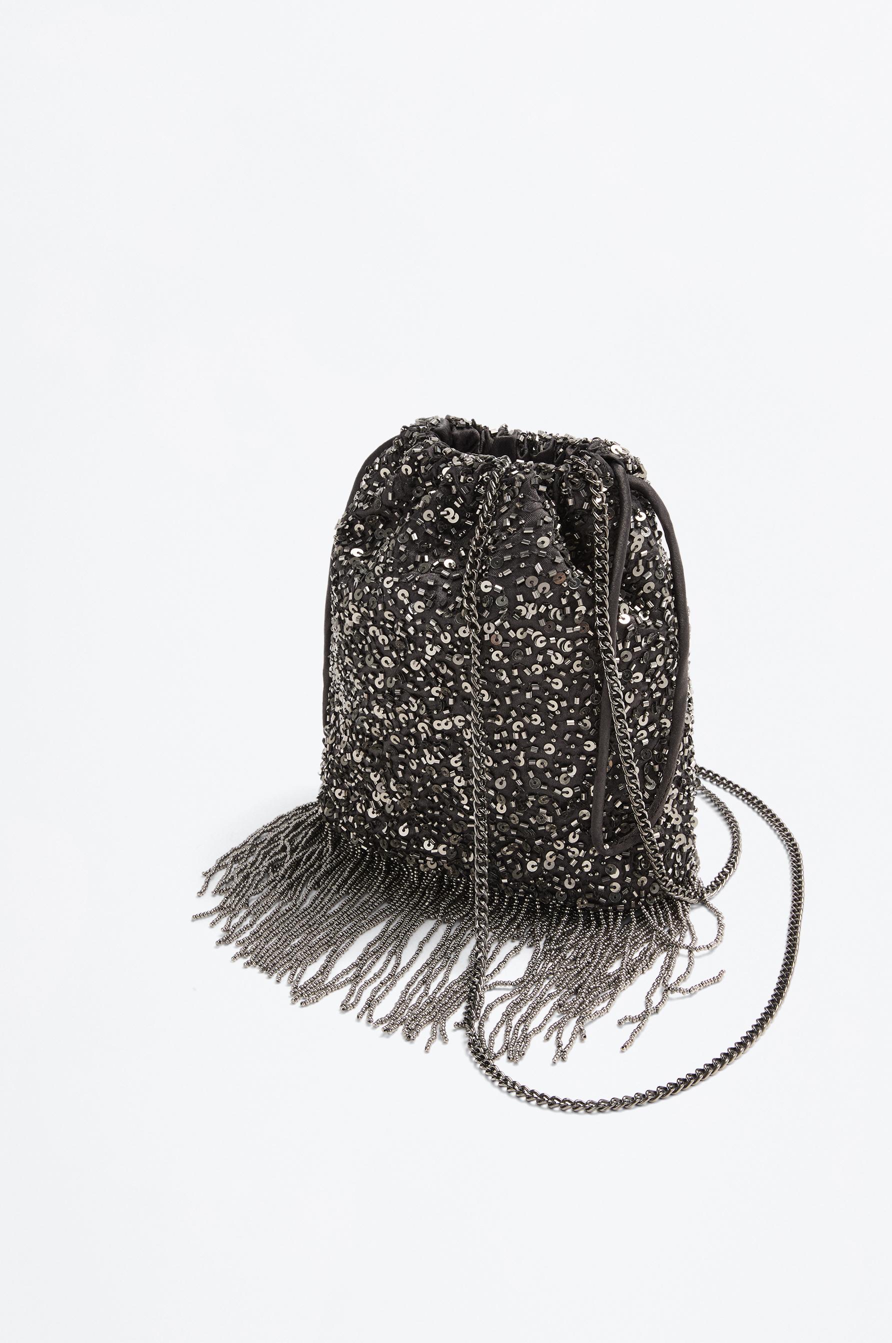 Beaded crossbody bucket bag — GREY (alternate view)