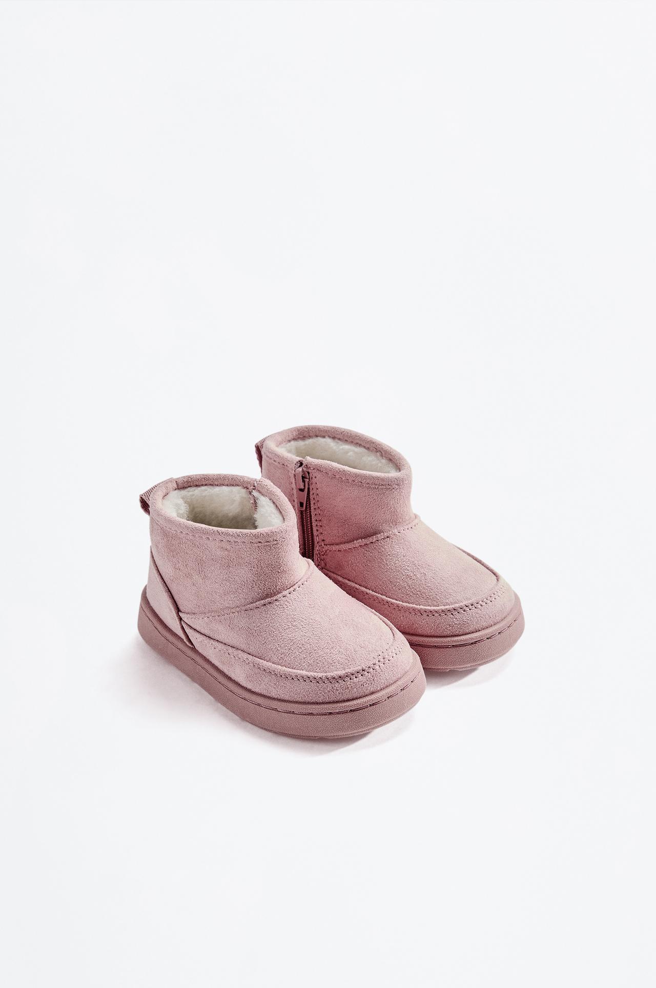 Lined faux fur boot — PALE PINK