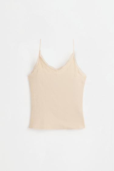 Ribbed lace camisole — ECRU 6