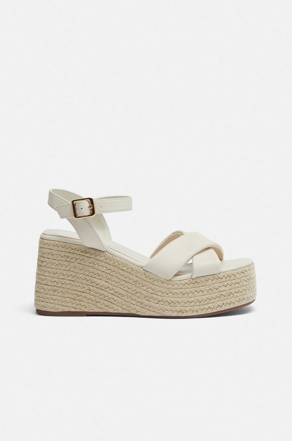 Crossover wedge sandals