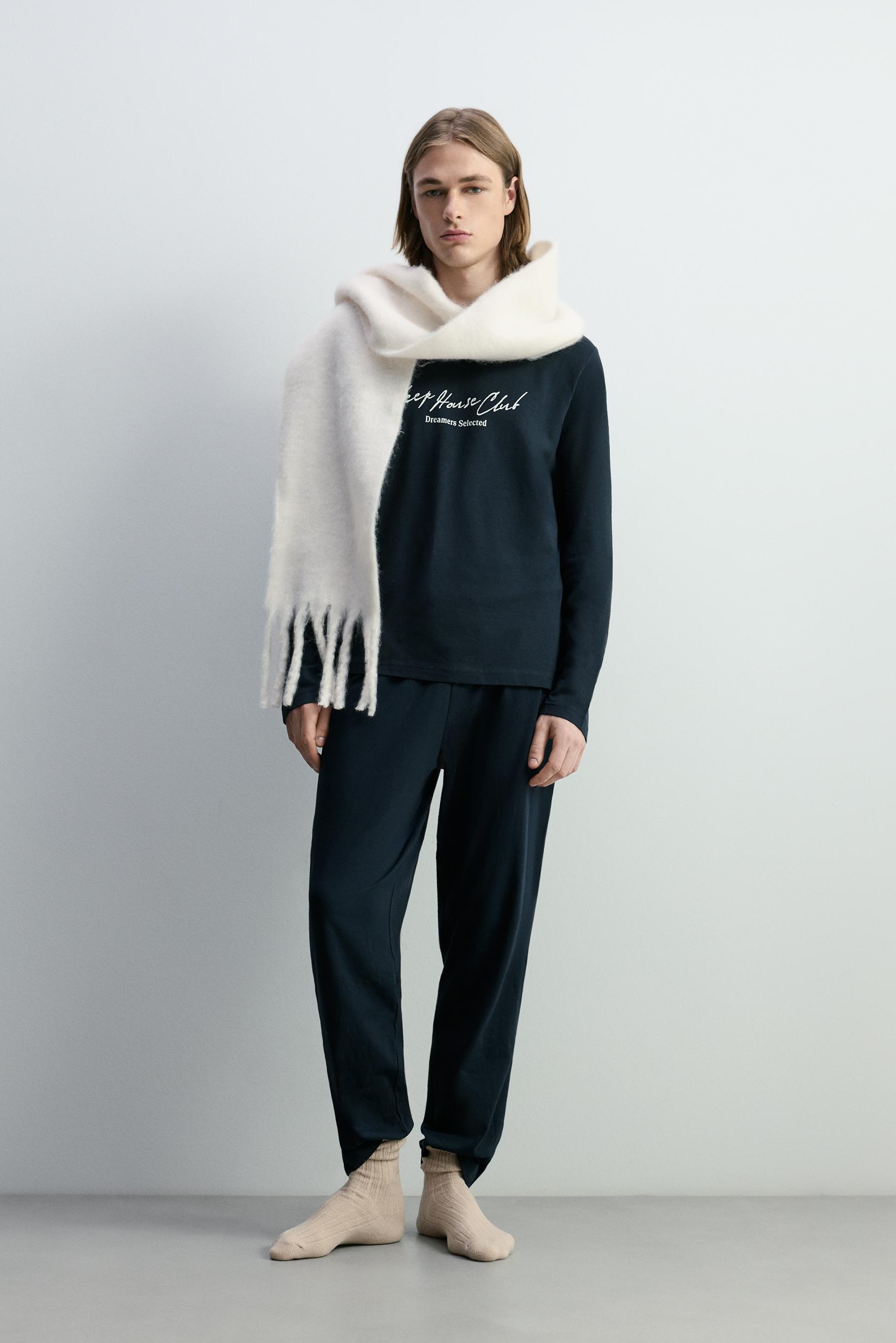 Long printed pyjamas — DARK NAVY