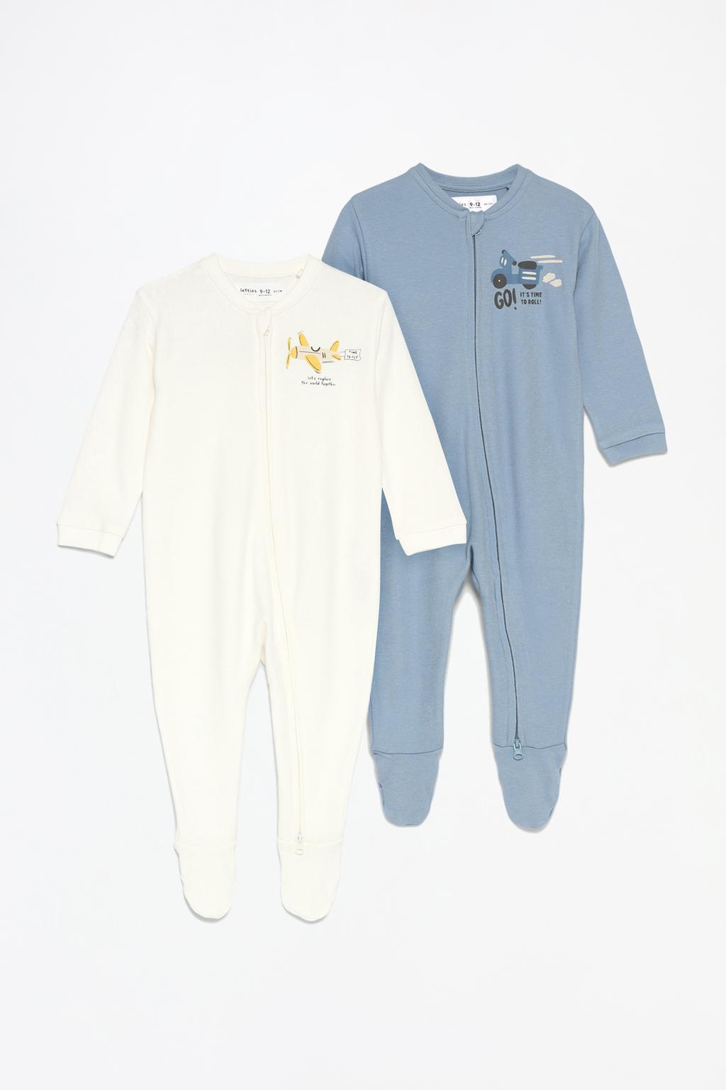 Pack of 2 aeroplane sleepsuits with zip