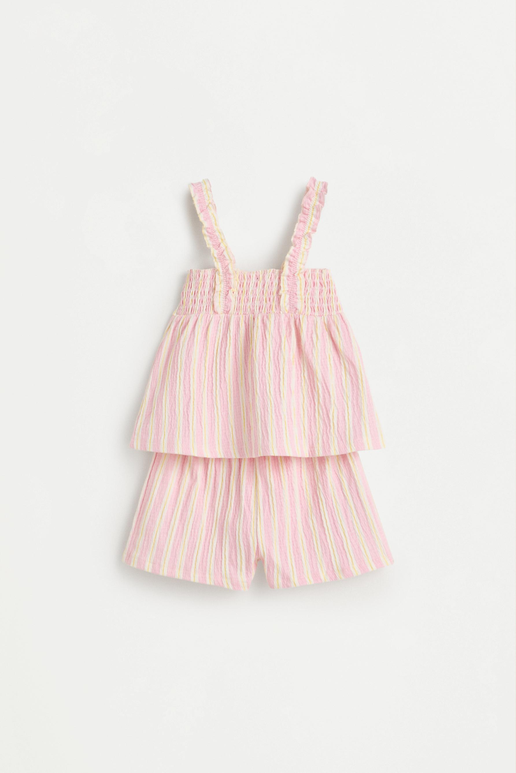 Gingham crepe top and shorts co-ord — PINK