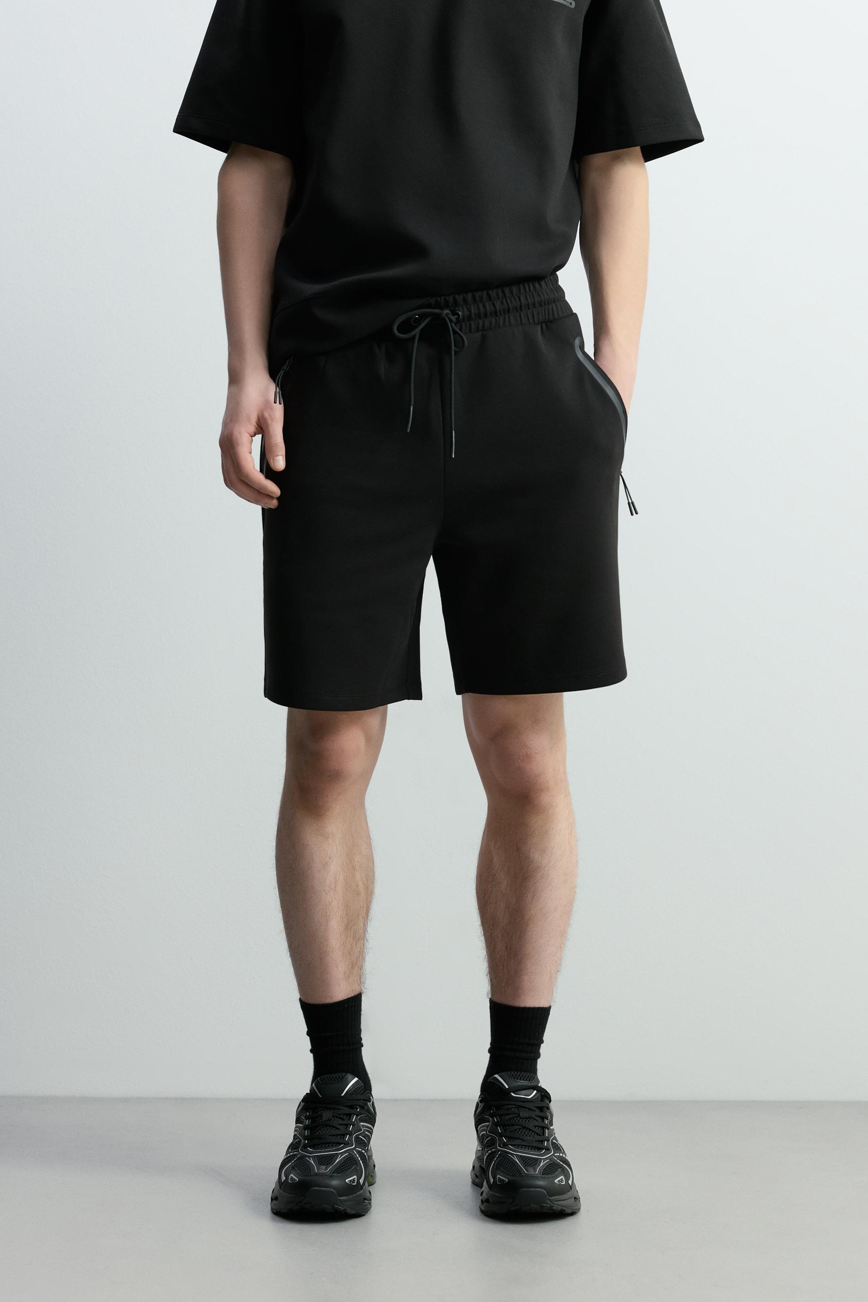 Basic interlock Bermuda shorts — BLACK