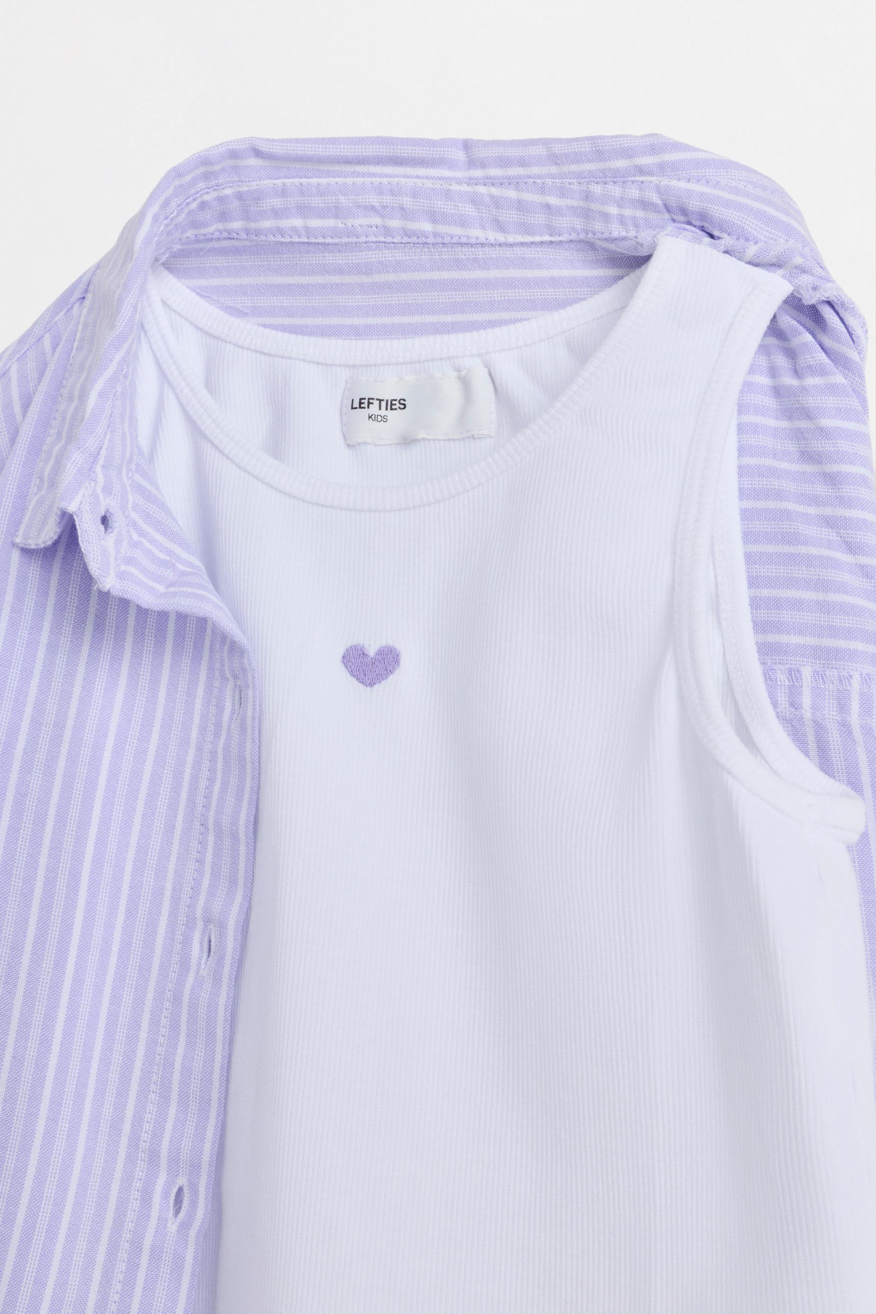 Striped shirt and ribbed T-shirt pack — LILAC