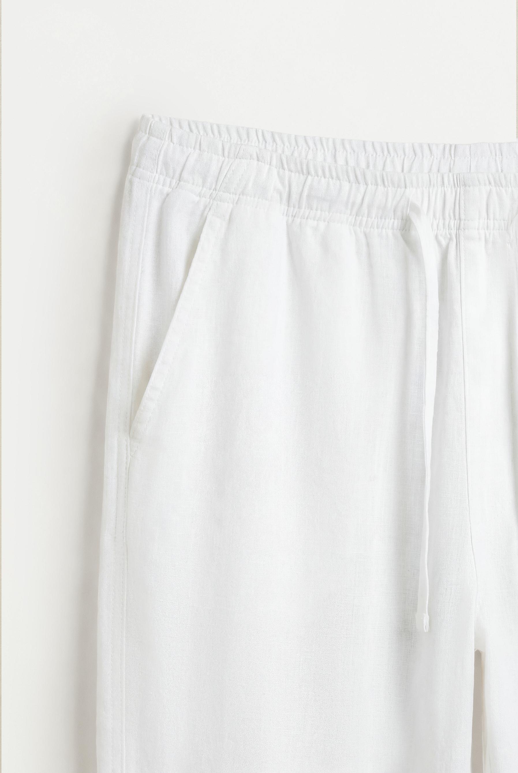 Baggy Linen-Blend Joggers — WHITE