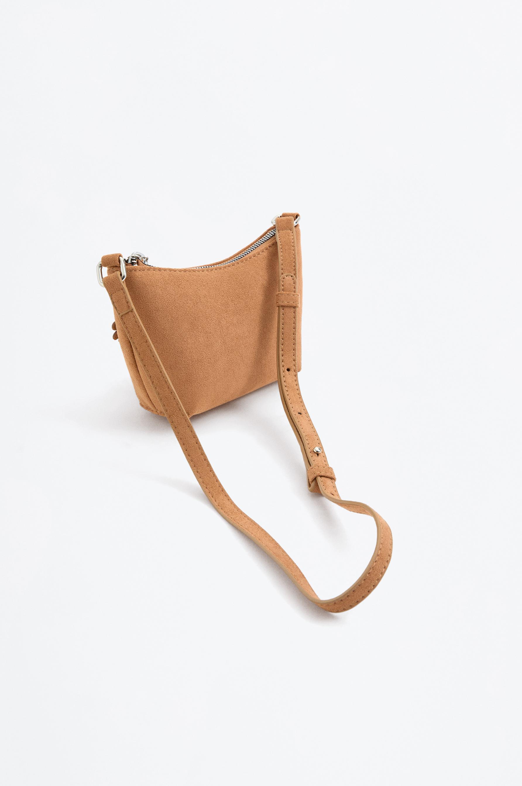 Crossbody bag with floral detail — CAMEL