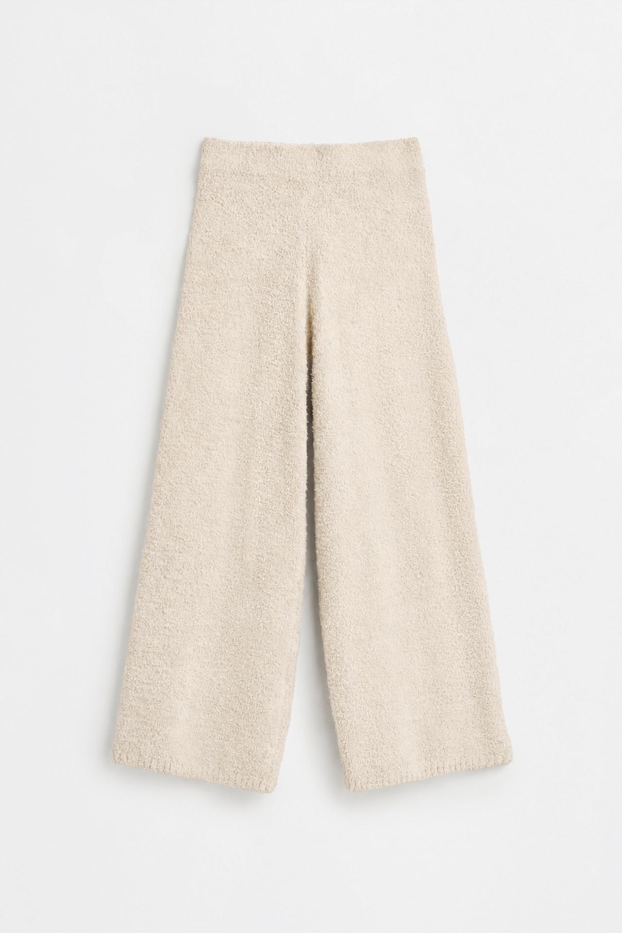 Bouclé knit sweater and trousers set — ECRU