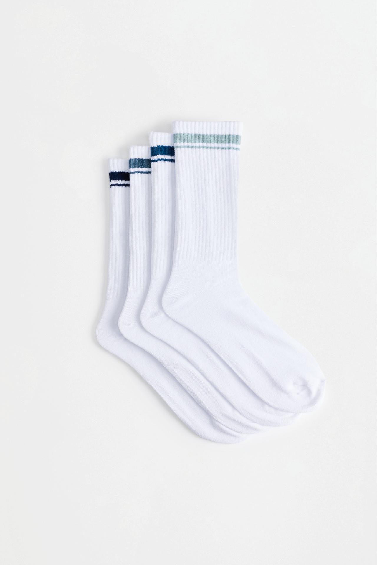 Striped Long Socks (Pack of 4) — BLUISH GREEN