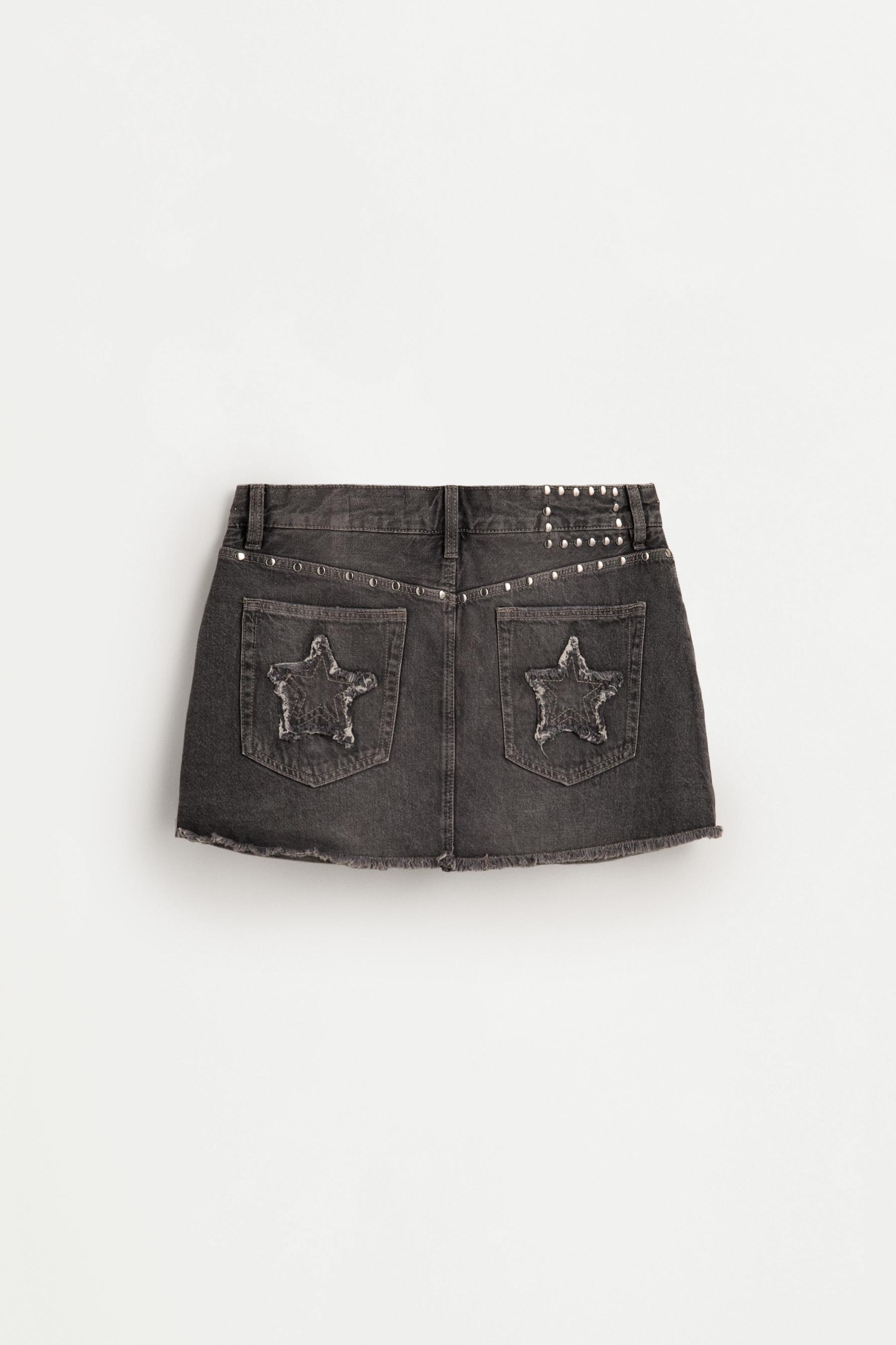 Studded denim skirt — GREY