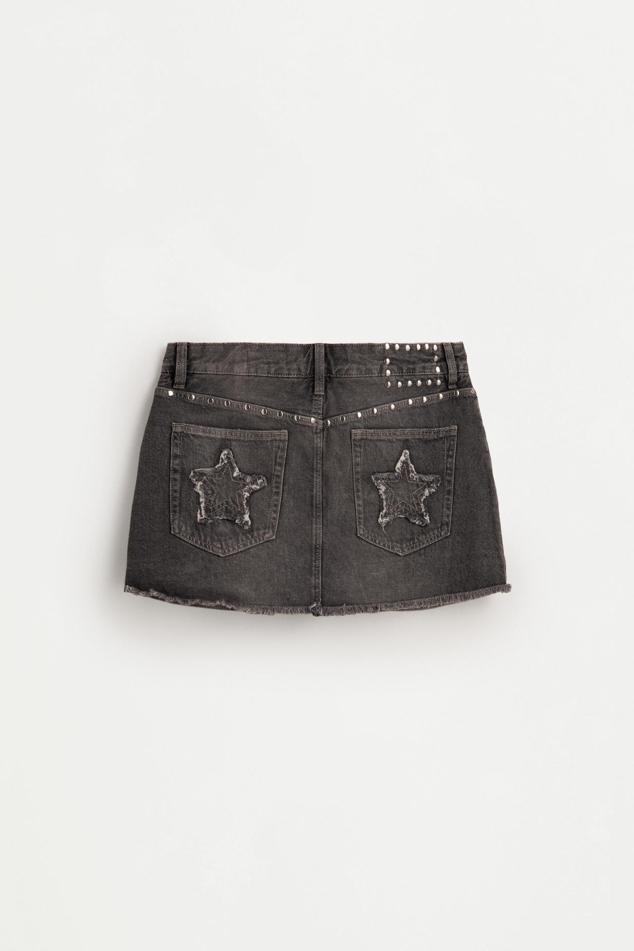Studded denim skirt — GREY