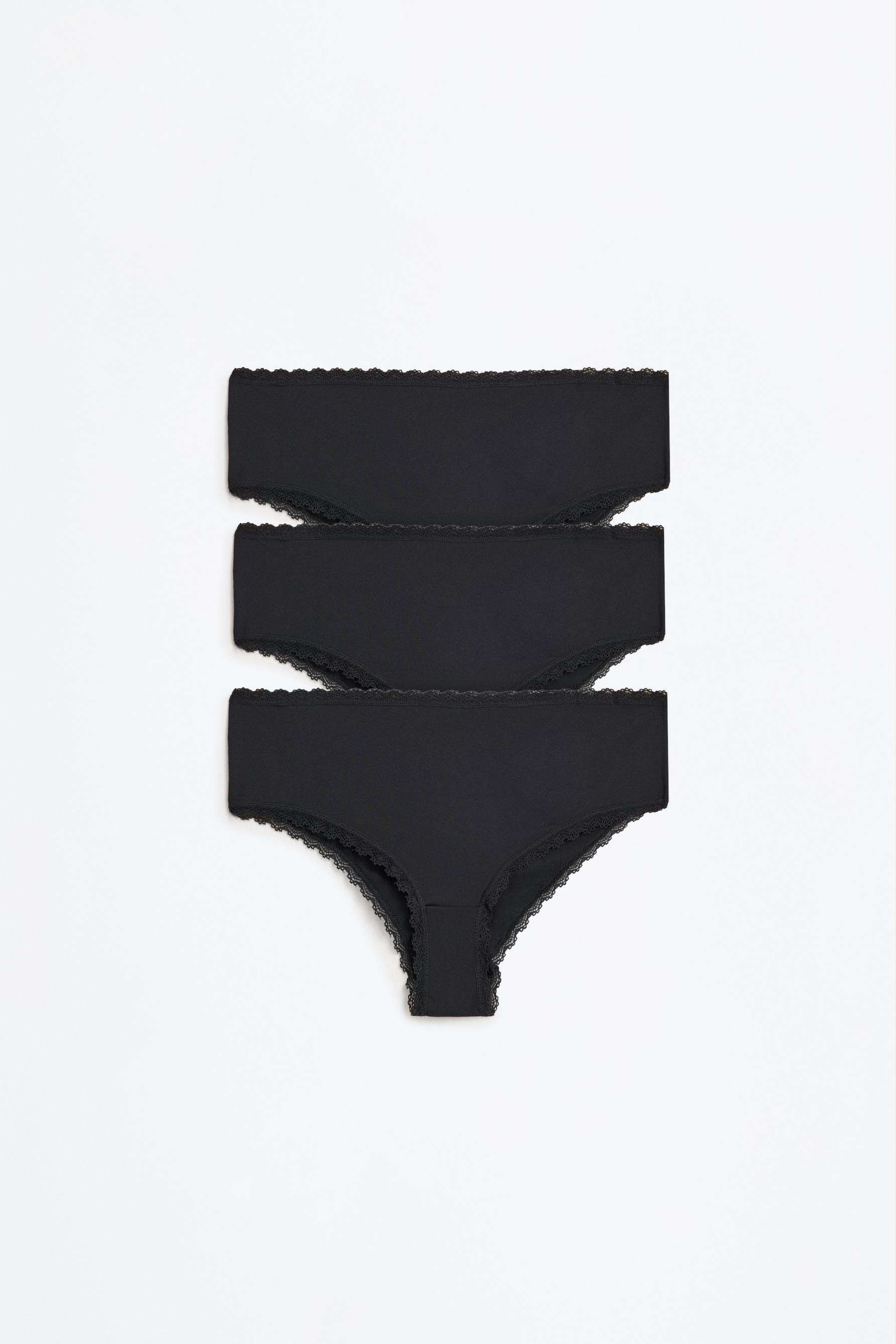 Pack of 3 microfibre hipster briefs — BLACK