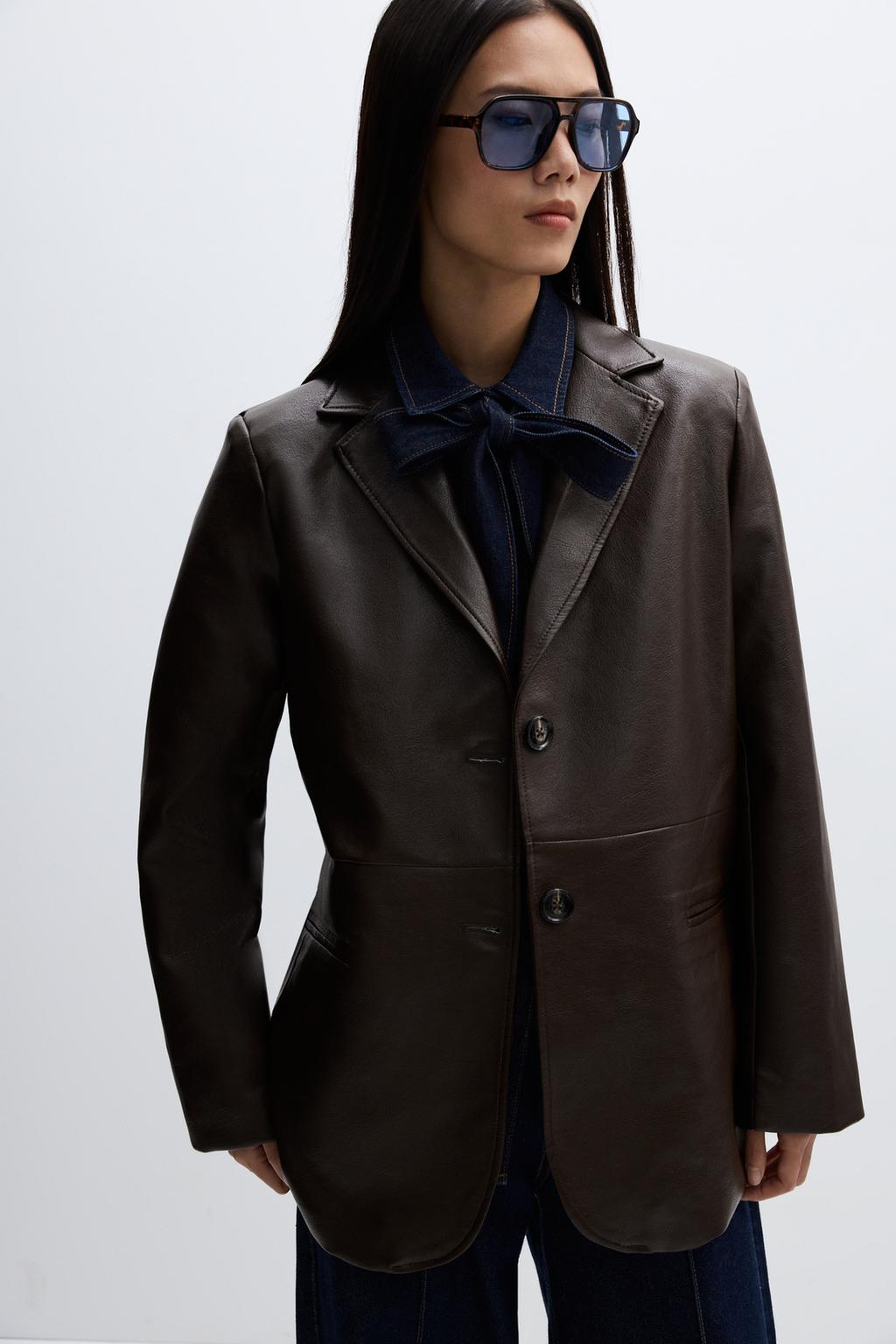 Leather effect blazer