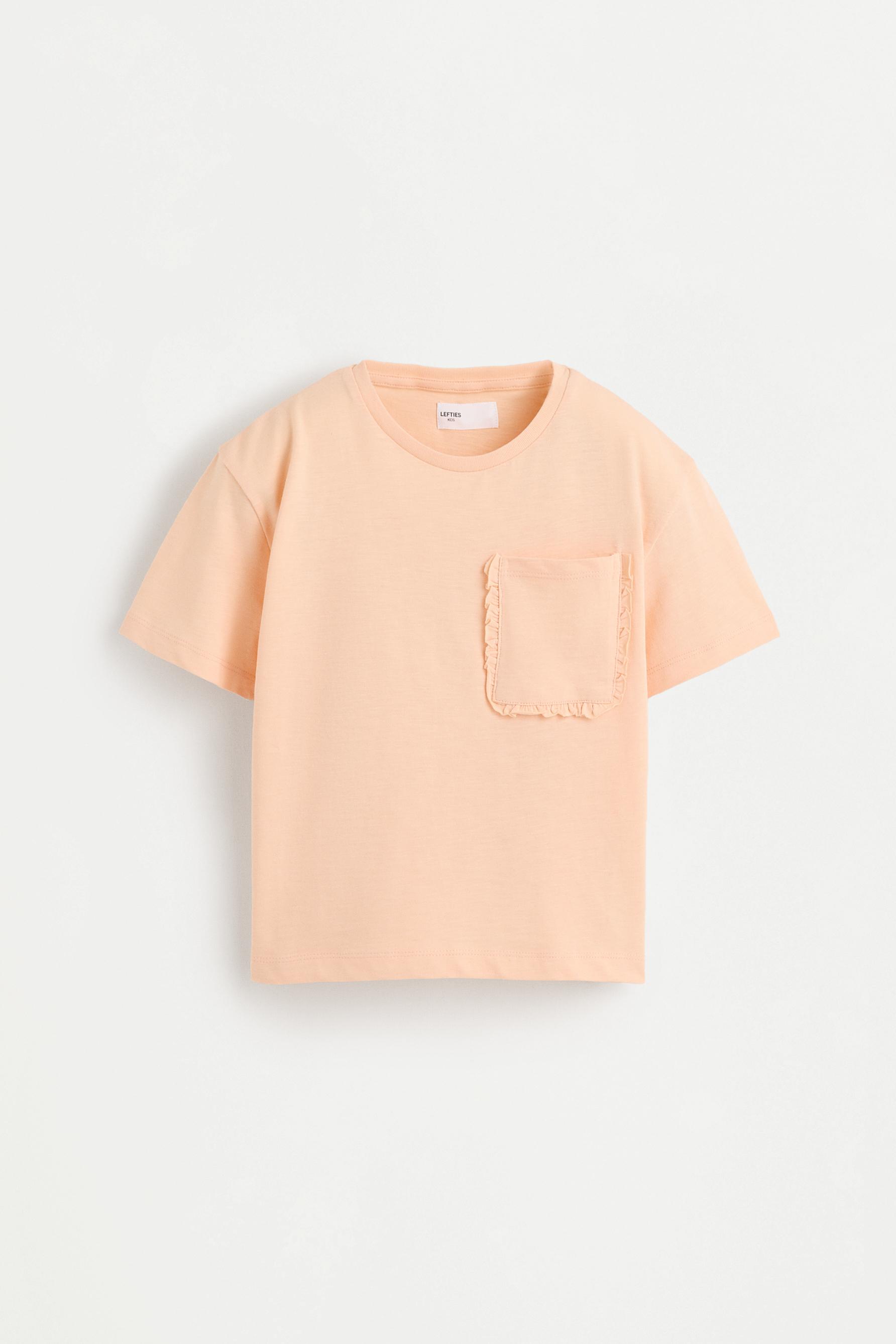 Ruffled Pocket T-shirt — TANGERINE