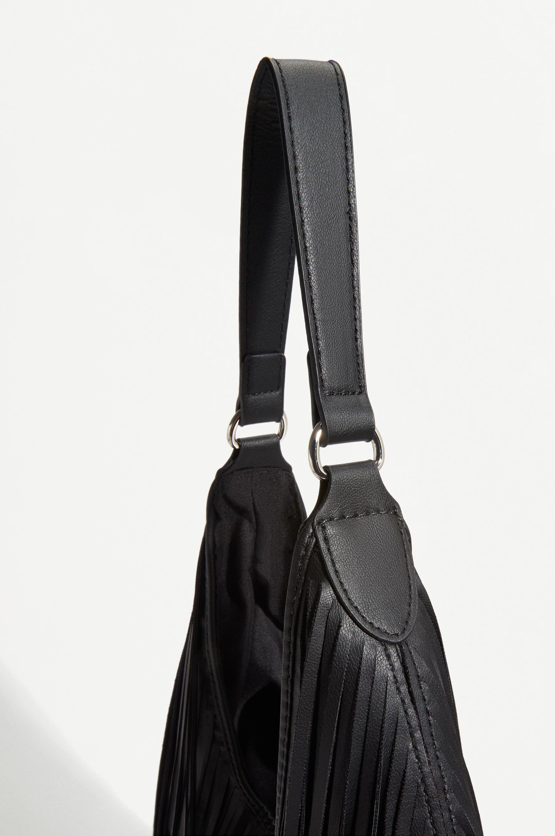 Fringed shoulder bag — BLACK