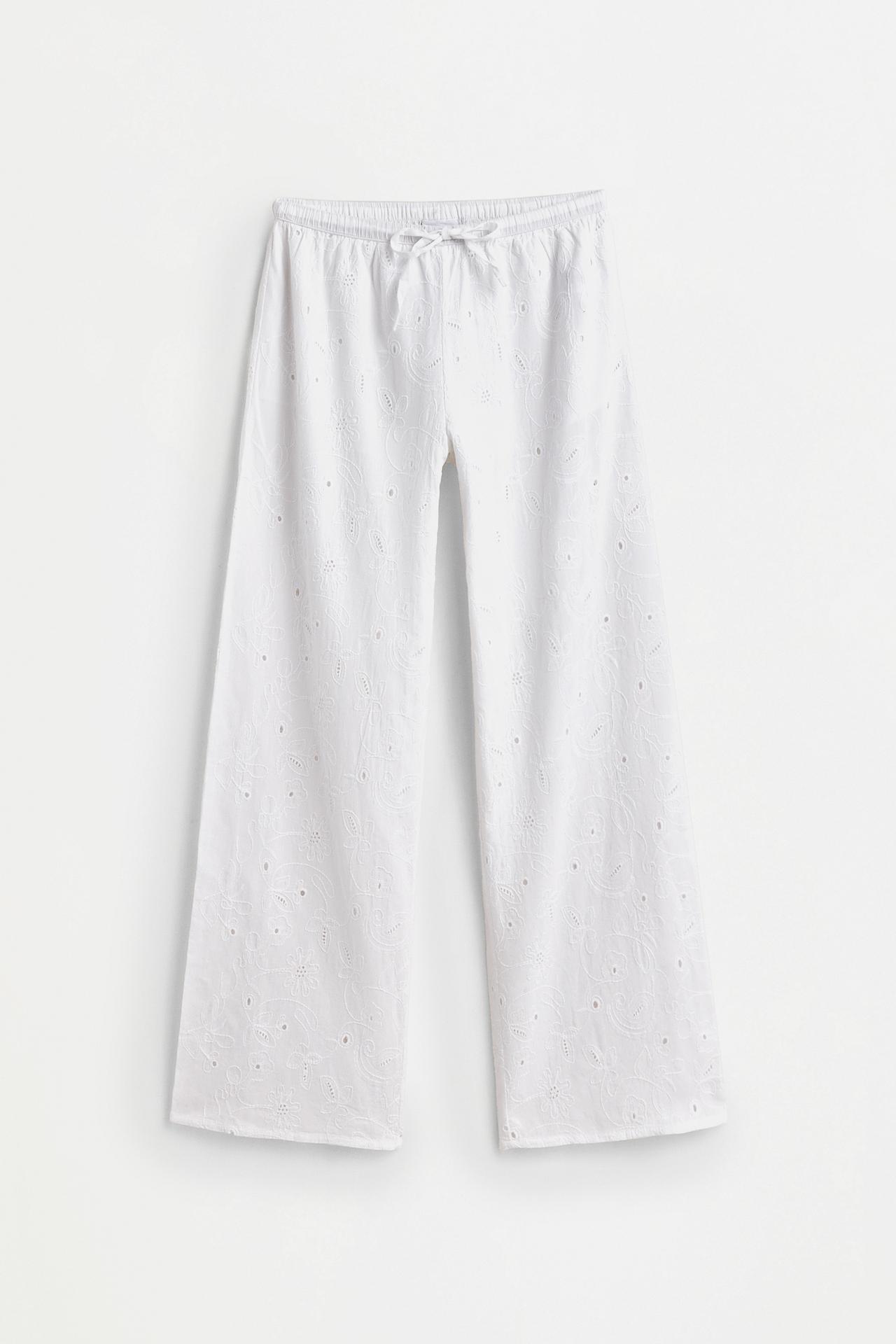 Embroidered straight trousers — WHITE