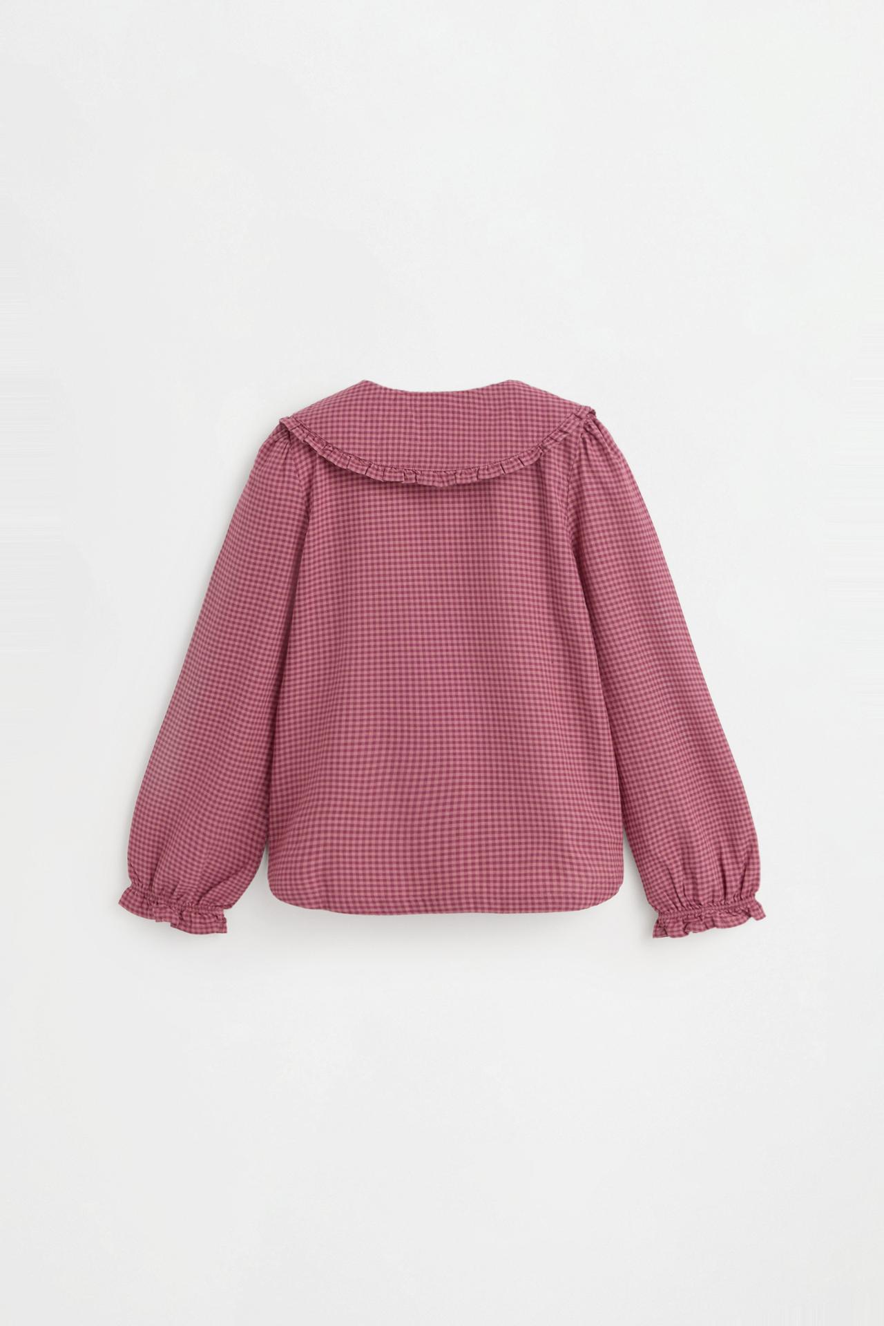 Plaid Peter Pan collar shirt — DARK PINK
