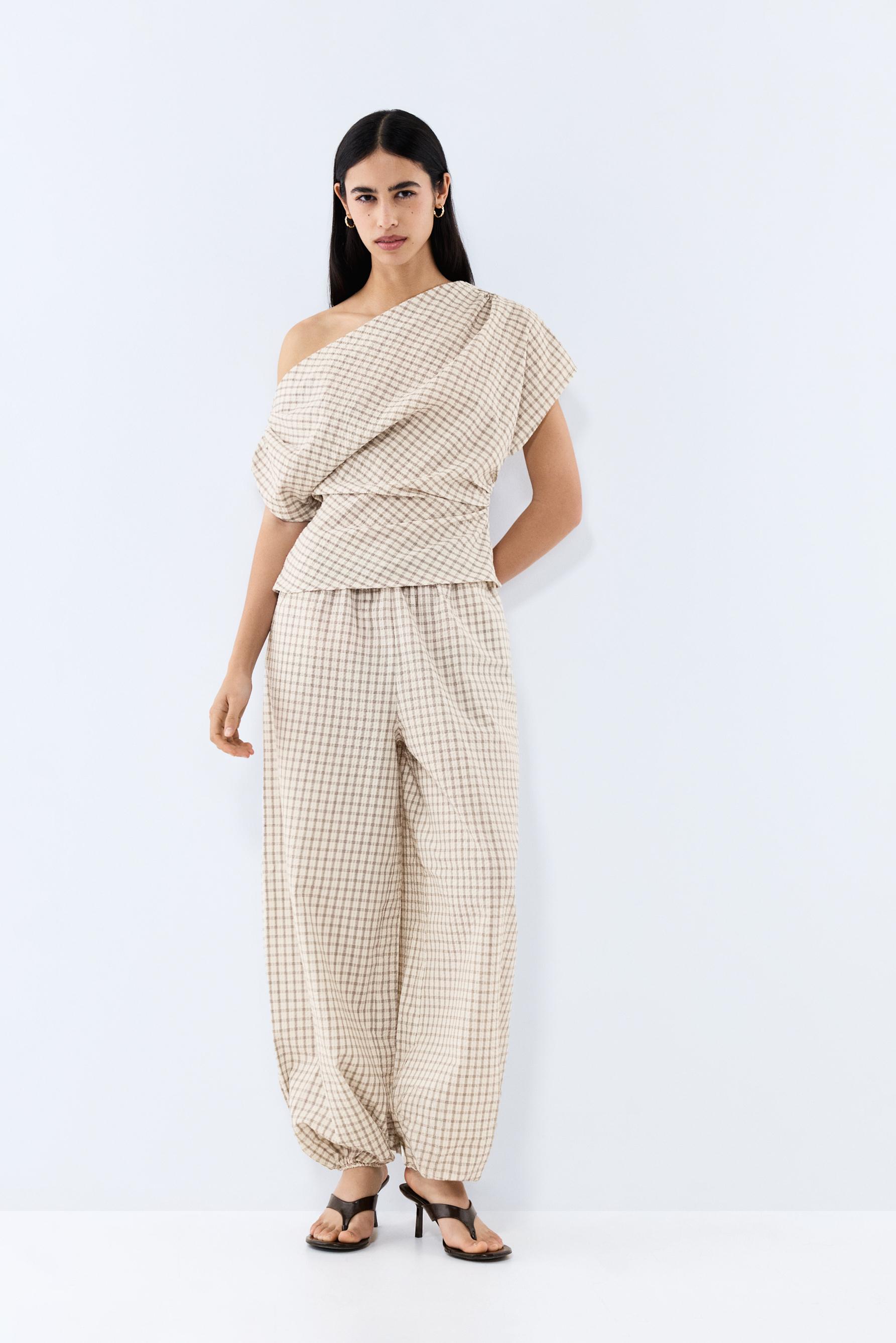 Pantalón bombacho cuadros