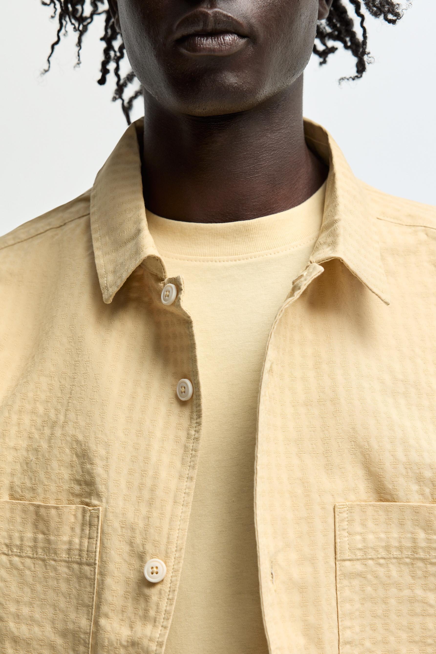 Jacquard shirt with pocket — YELLOW