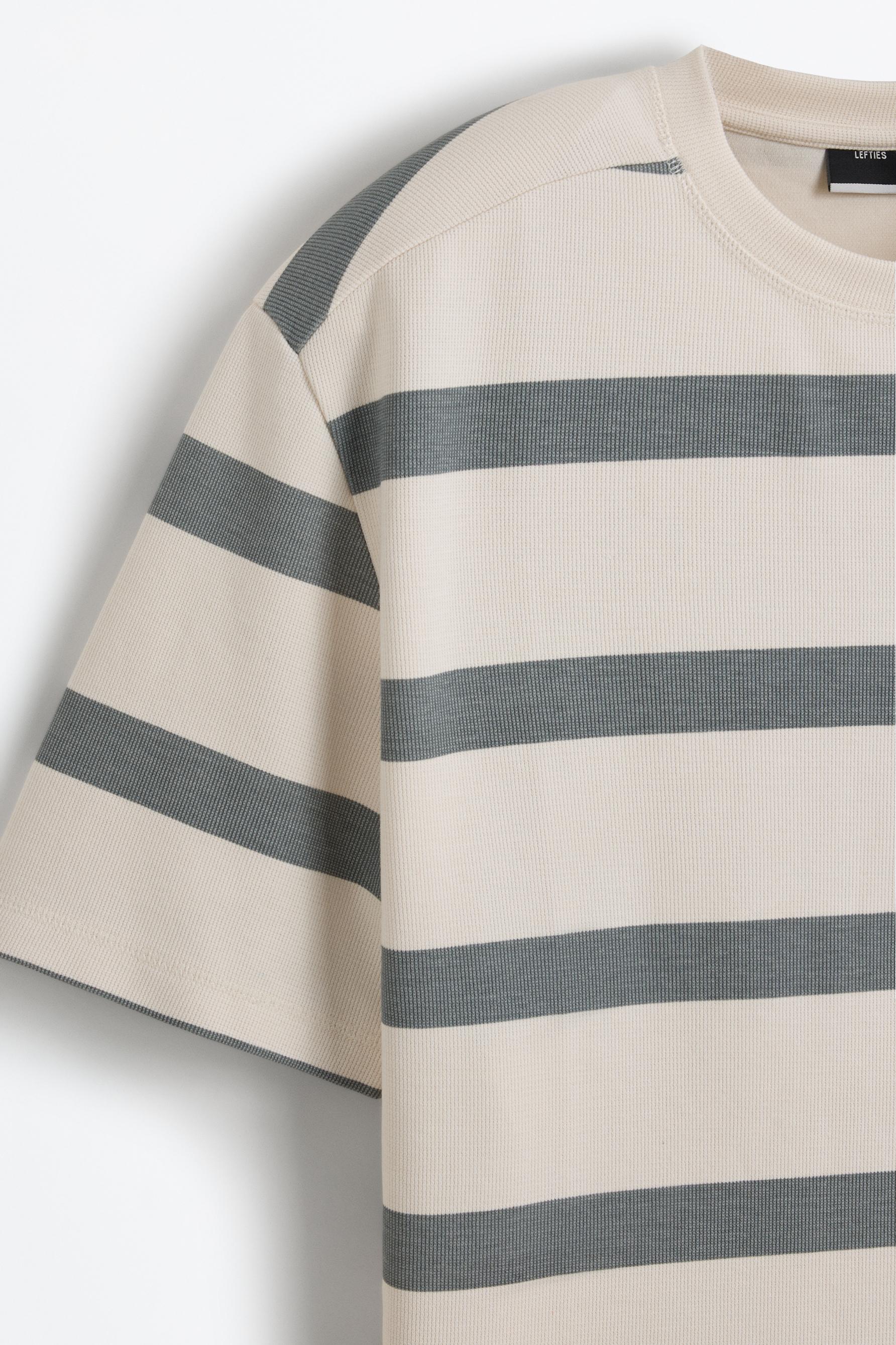 Textured striped T-shirt — BLUE GREY
