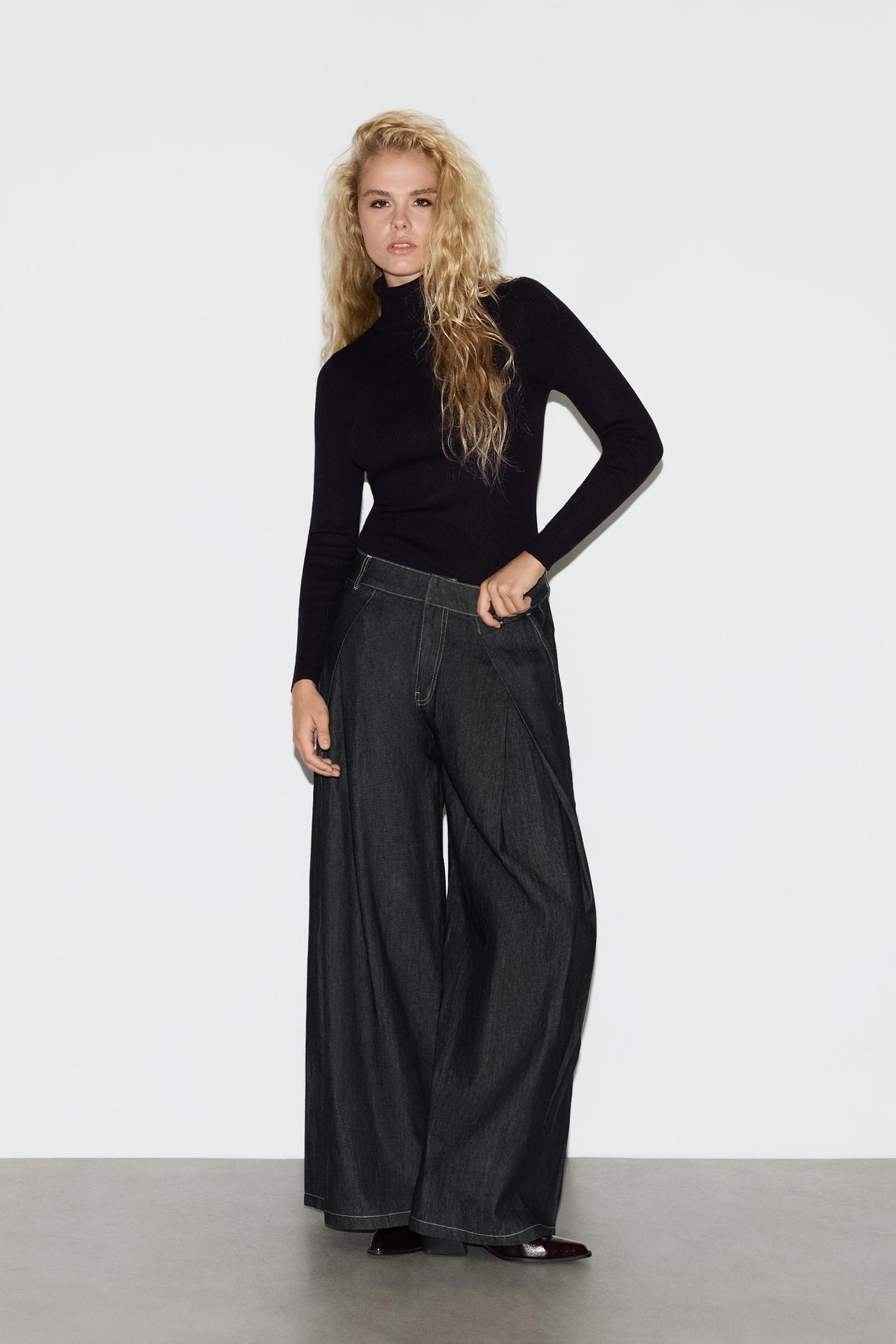 Ribbed high-neck sweater — BLACK