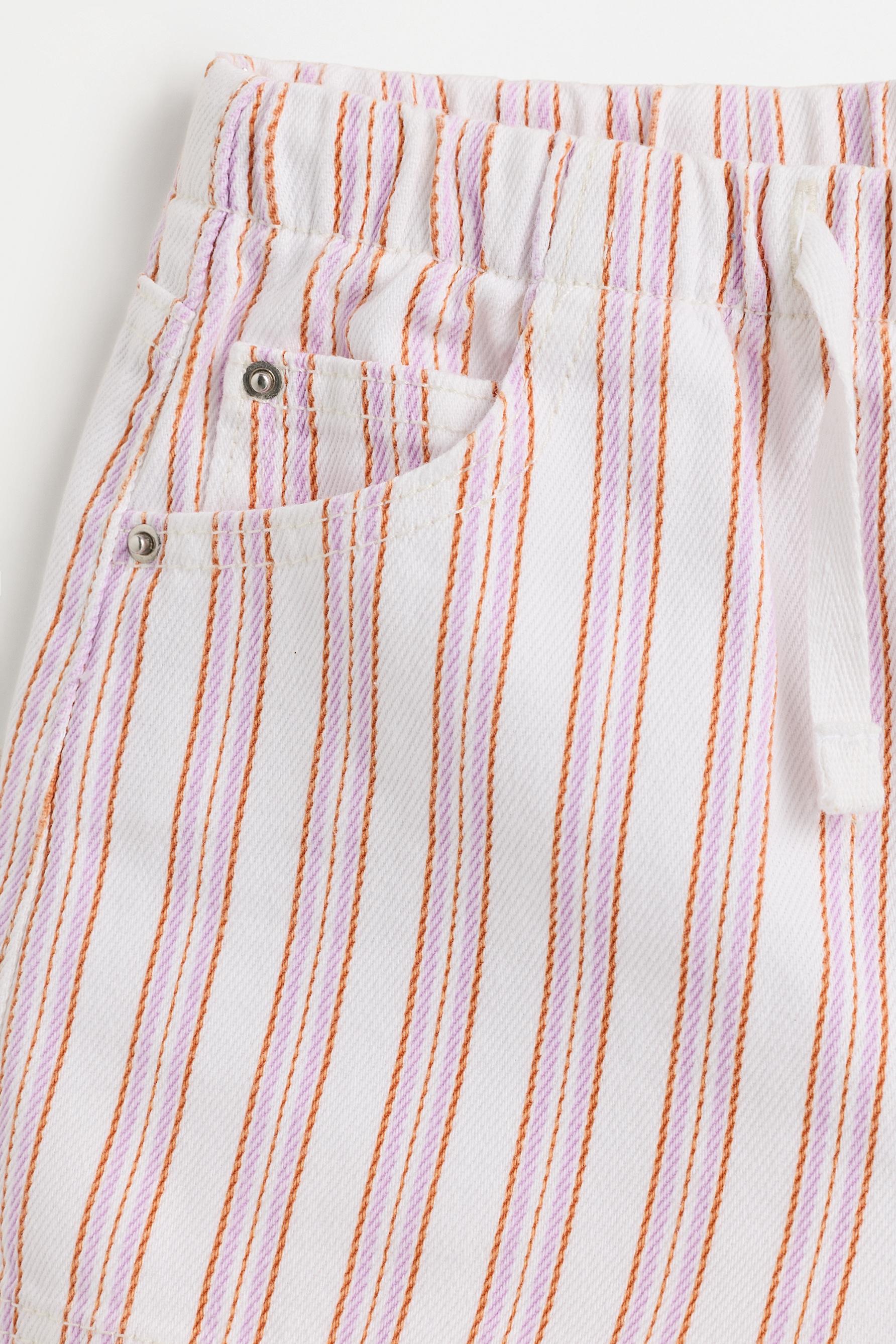Elastic waist denim shorts — ECRU