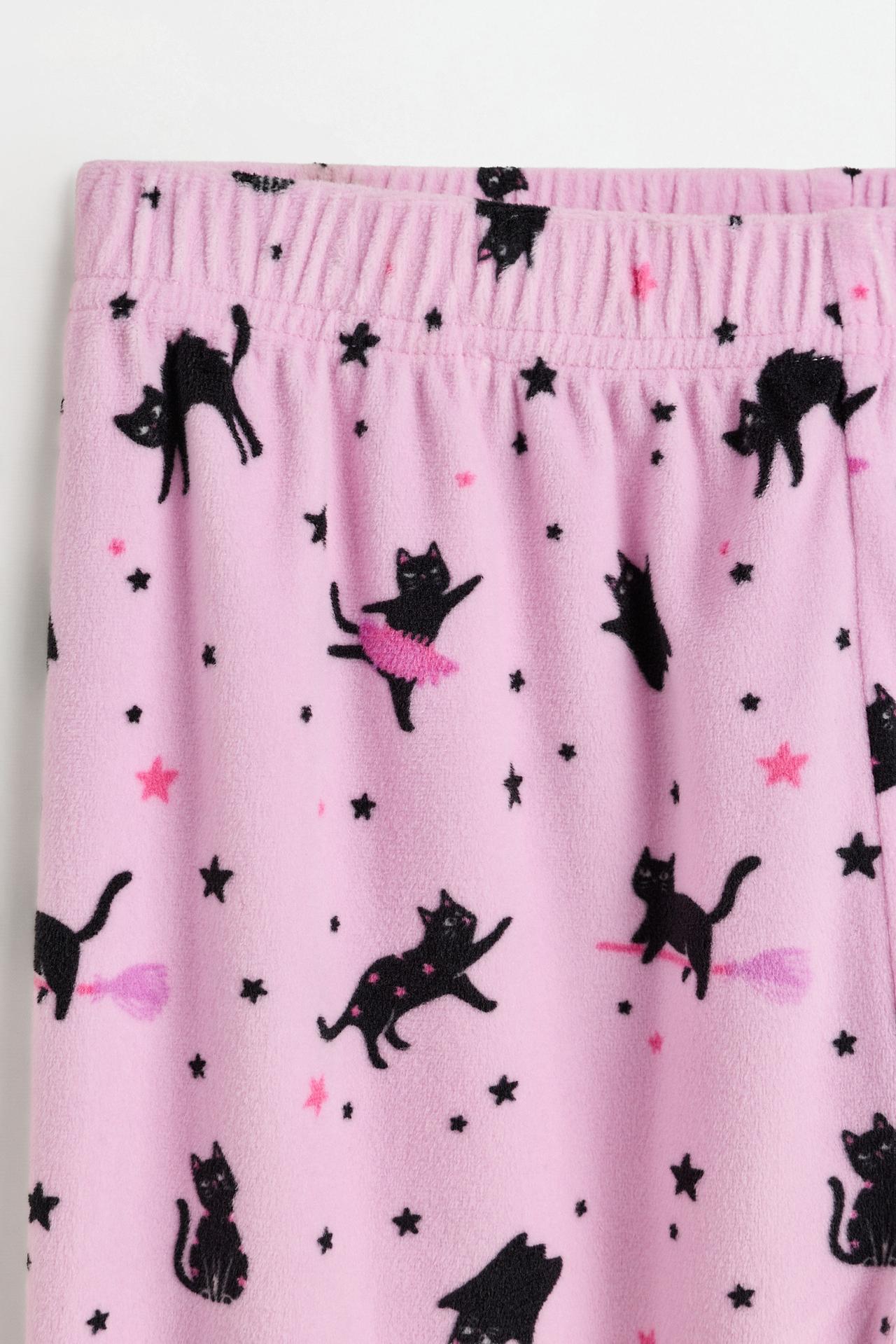 Black cat print pajamas — PINK