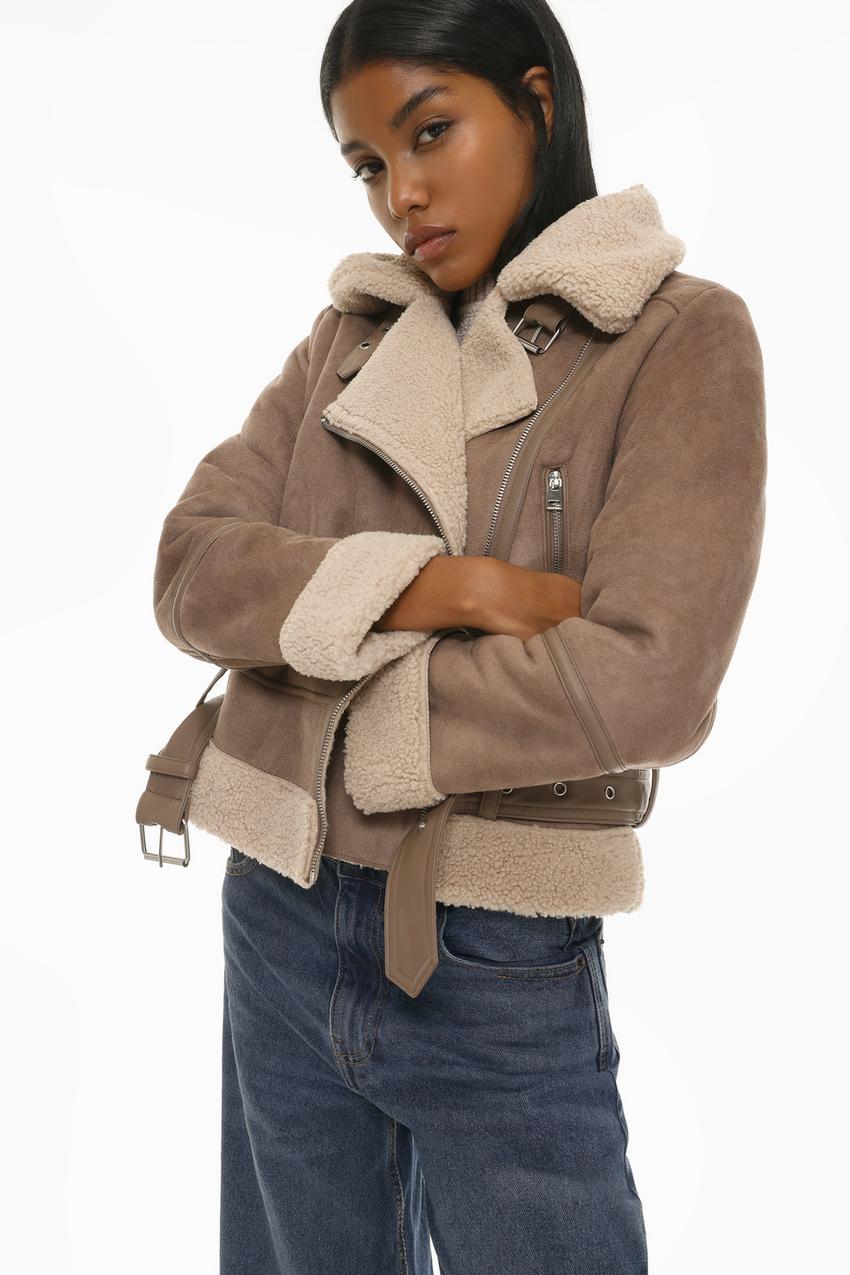 Casaco Pele Senhora Zara Chaqueta Marru00f3n Doble Faz (descuento